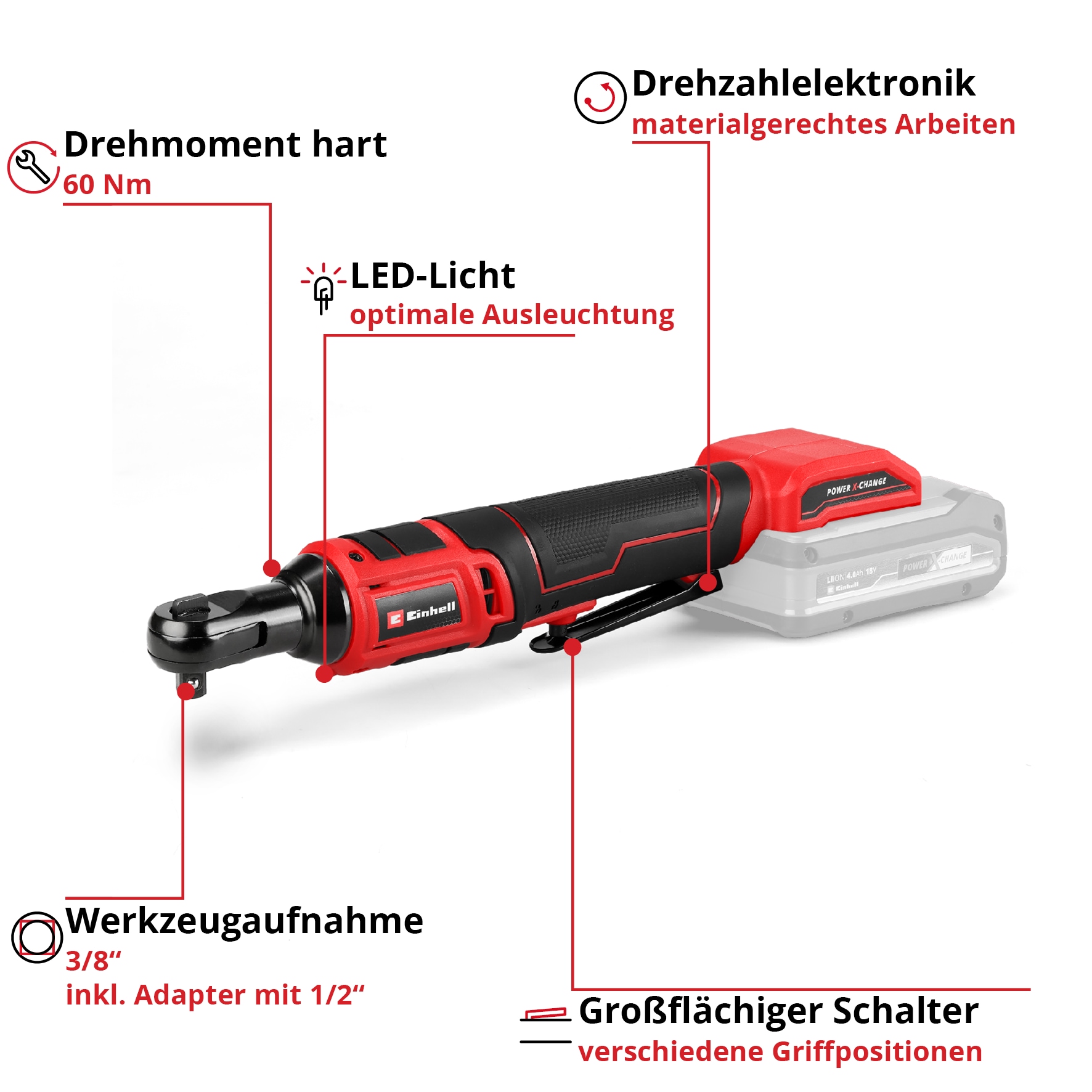 Einhell Akku-Ratschenschrauber »TE-RW 18/60 Li-Solo« ohne Akku und Ladegerät