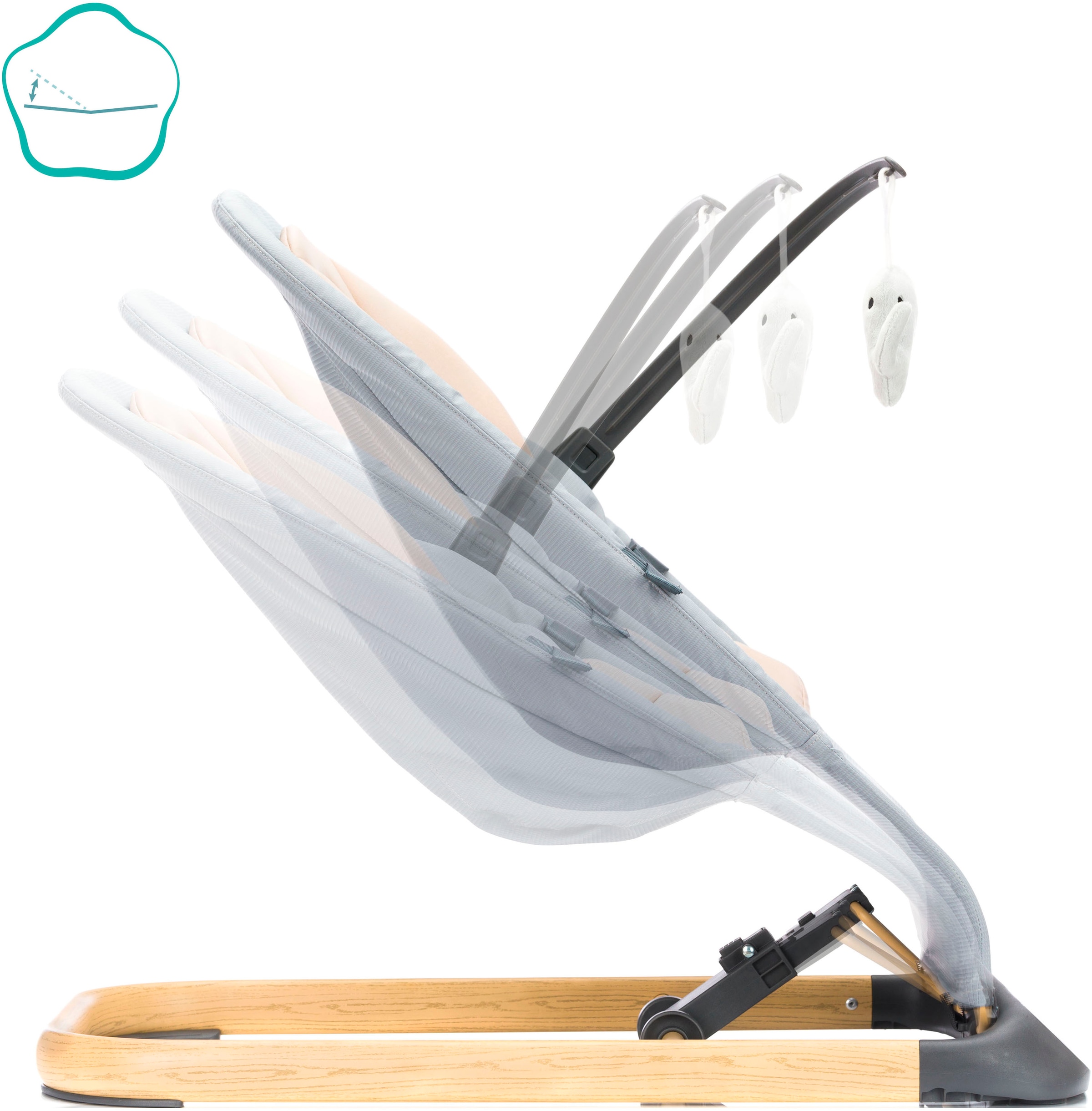 Fillikid Babywippe »Star grau beige, inkl. Spielbogen und Reduktionskissen«, bis 9 kg