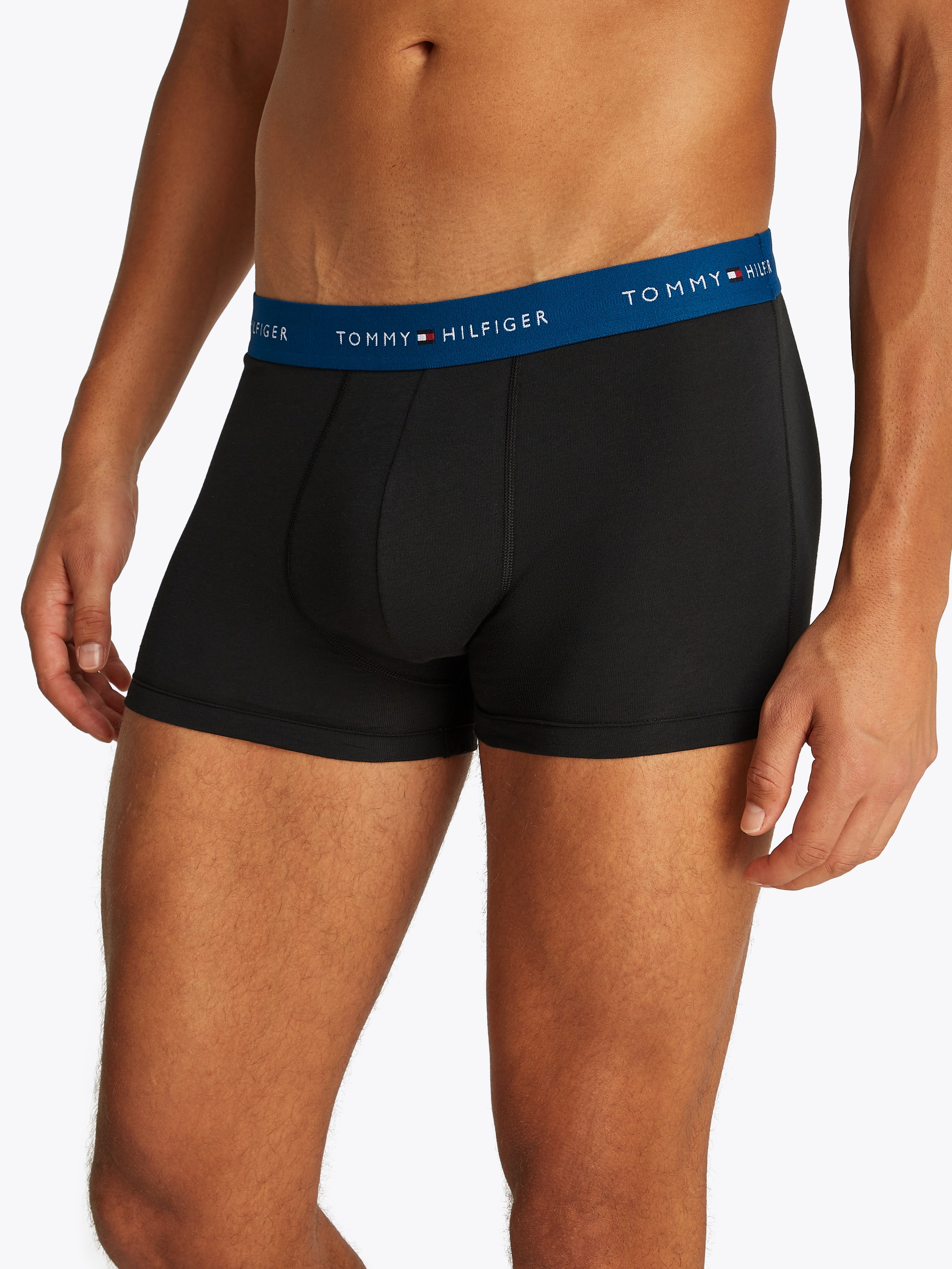 Tommy Hilfiger Underwear Boxer »TRUNK 3 PACK«, (3 St.), mit kontrastfarbenem Logobund