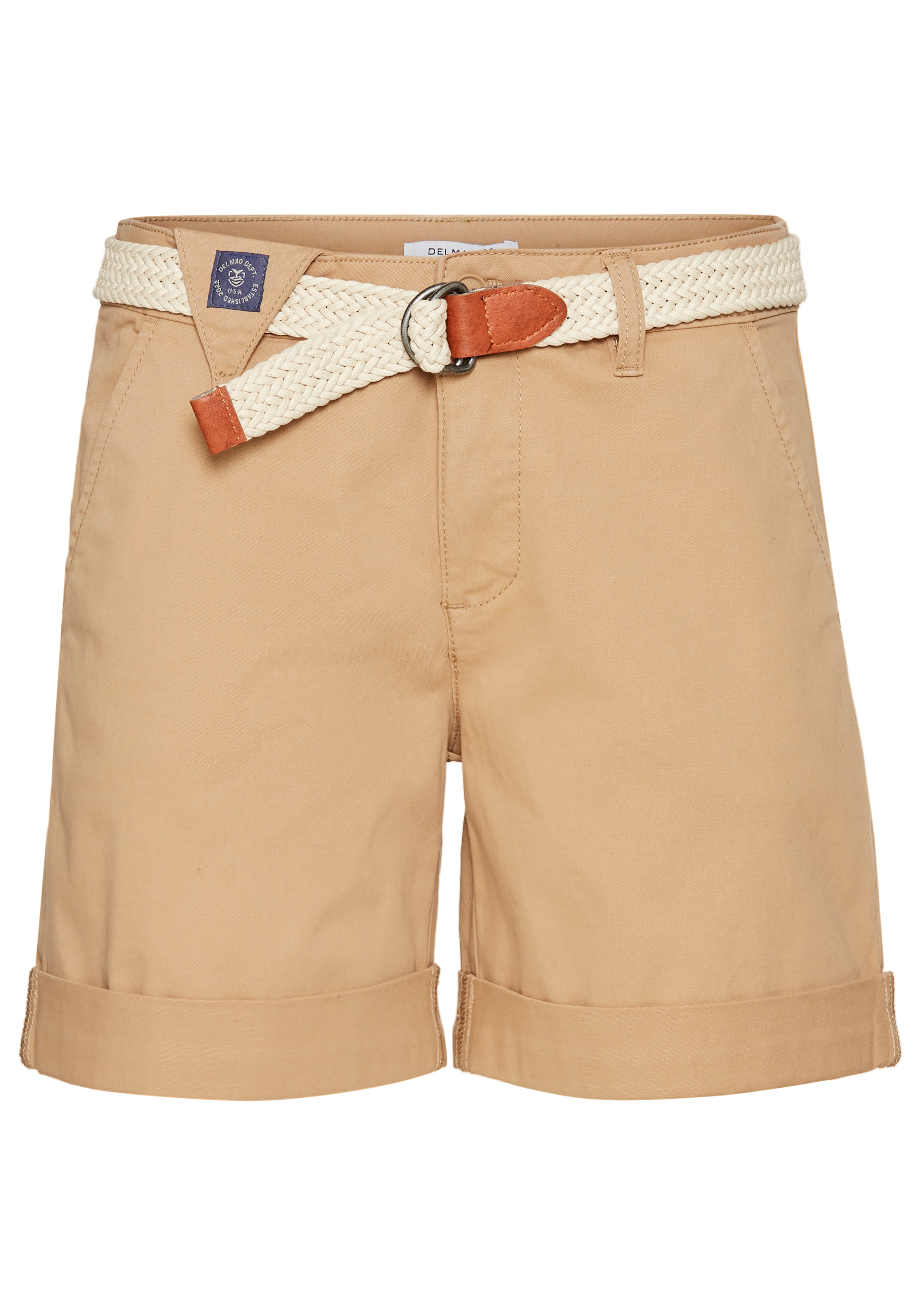 DELMAO Shorts, (2 tlg., inklusive Stoffgürtel), in trendiger Turn-up Form