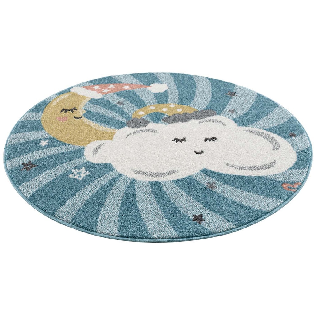 Carpet City Kinderteppich »Anime9380«, rund, Teppich Mond, Wolken, Sterne, Weicher Flor