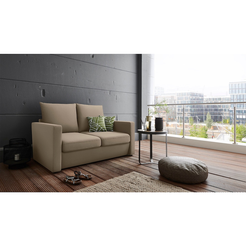 DOMO collection Sofa »Slunce für Terrasse, Garten und Balkon«, für Outdoor geeignet, Raumwunder, 2-Sitzer mit 2 Hockern