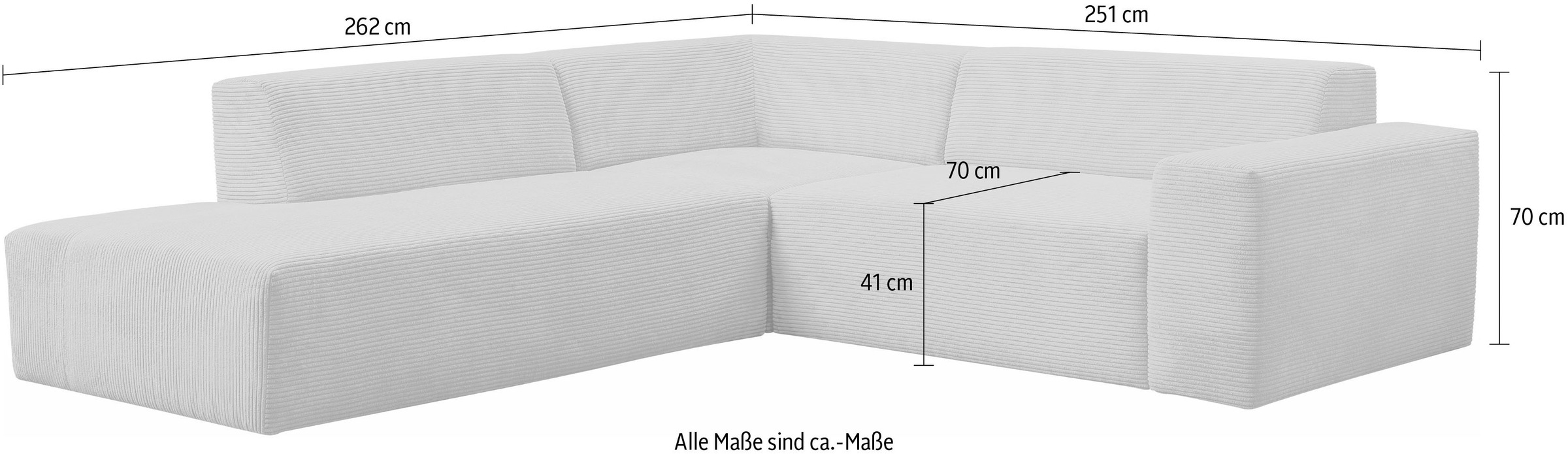 WERK2 Ecksofa »Zeus-M, tolles Sofa mit schönen Details, L-Form«, Curvy Trend Garnitur, urbane Optik, komfortable Wellenunterfederung