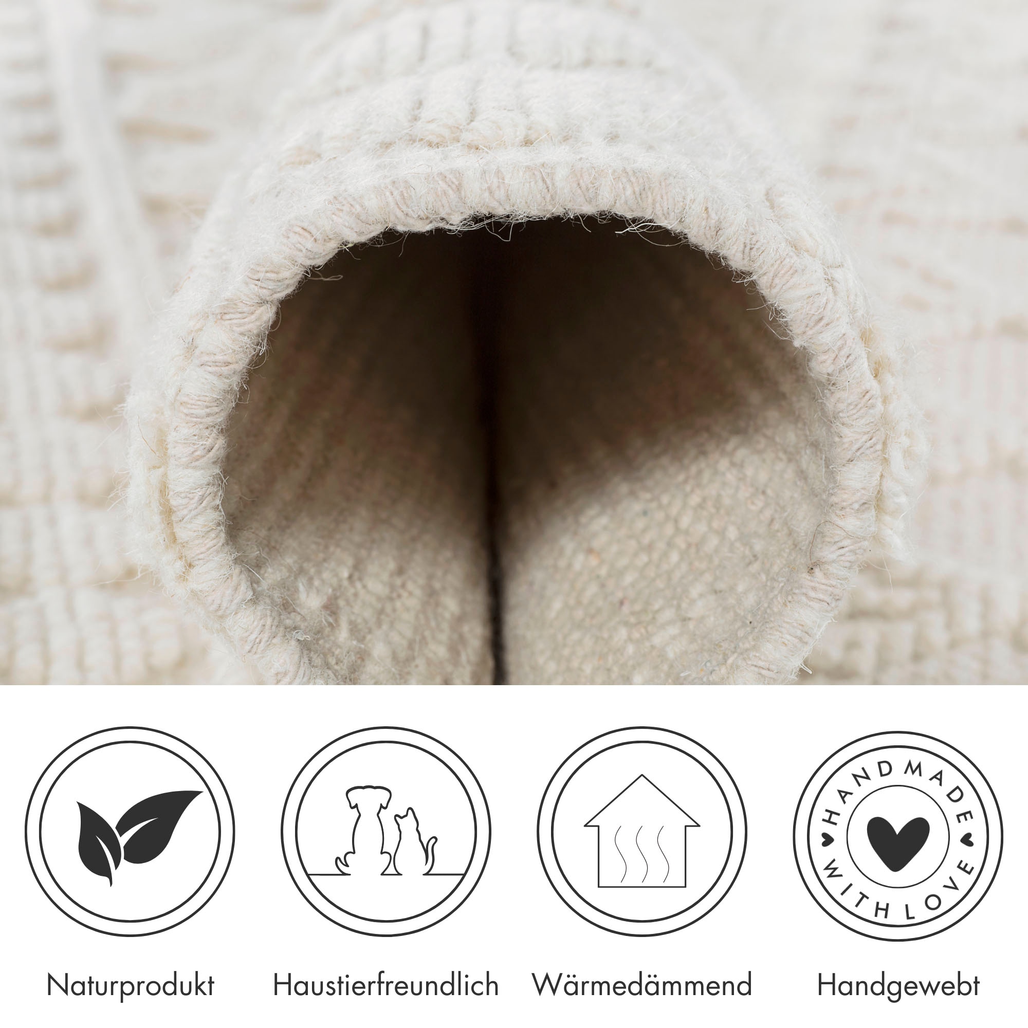 LUXOR living Wollteppich »Hägga«, rechteckig, 15 mm Höhe, Handweb Teppich, reine Wolle, handgewebt, Hoch-Tief Struktur