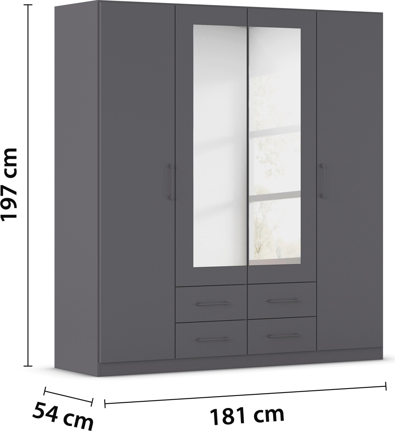 rauch Drehtürenschrank »Kleiderschrank Schrank Garderobe KREFELD optional mit Spiegel«, mit 3 Griff-Varianten, inkl. praktischen Schubladen MADE IN GERMANY