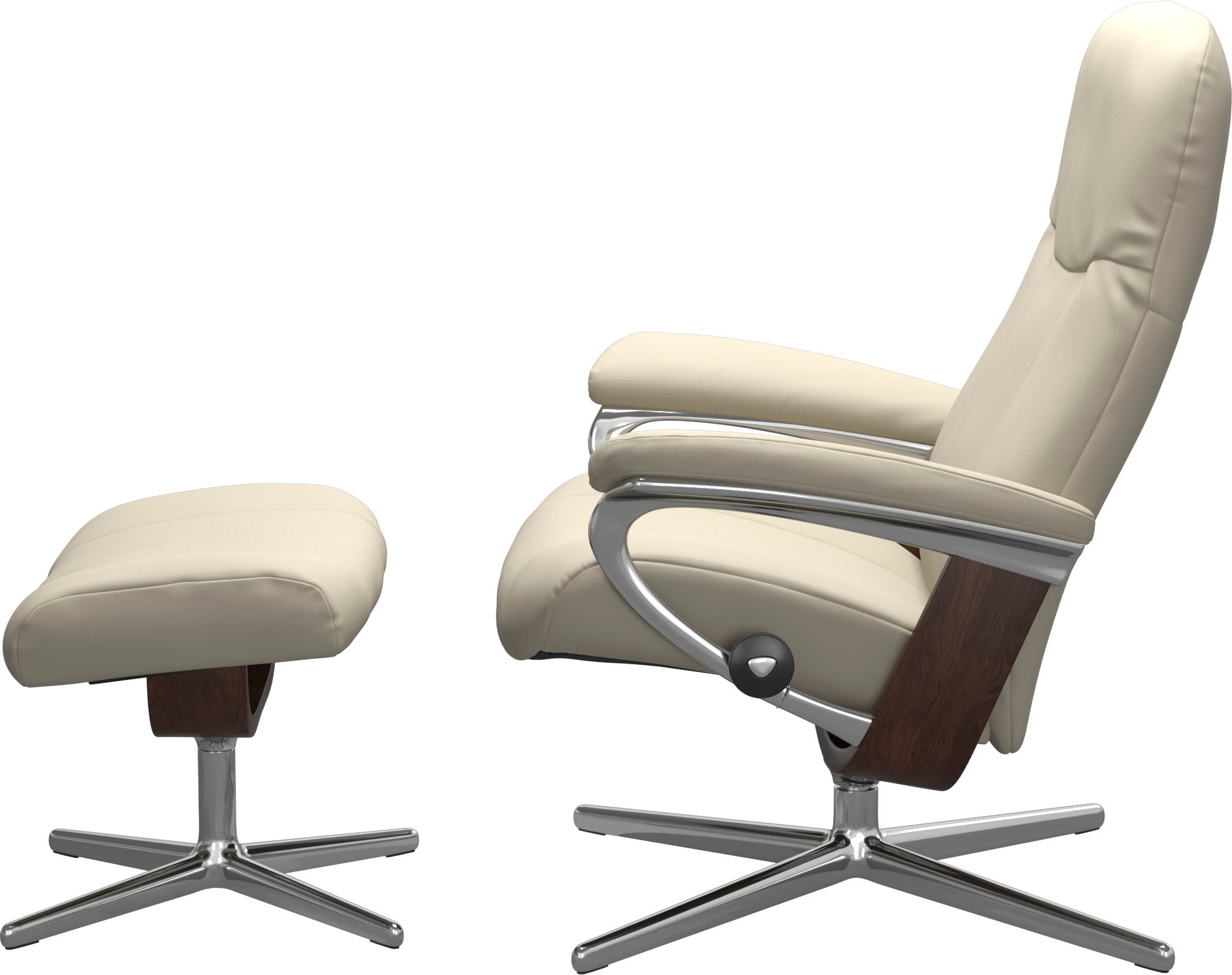 Stressless® Relaxsessel »Garda«, (Set, Relaxsessel mit Hocker), mit Hocker, mit Cross Base, Größe M & L, Holzakzent Braun