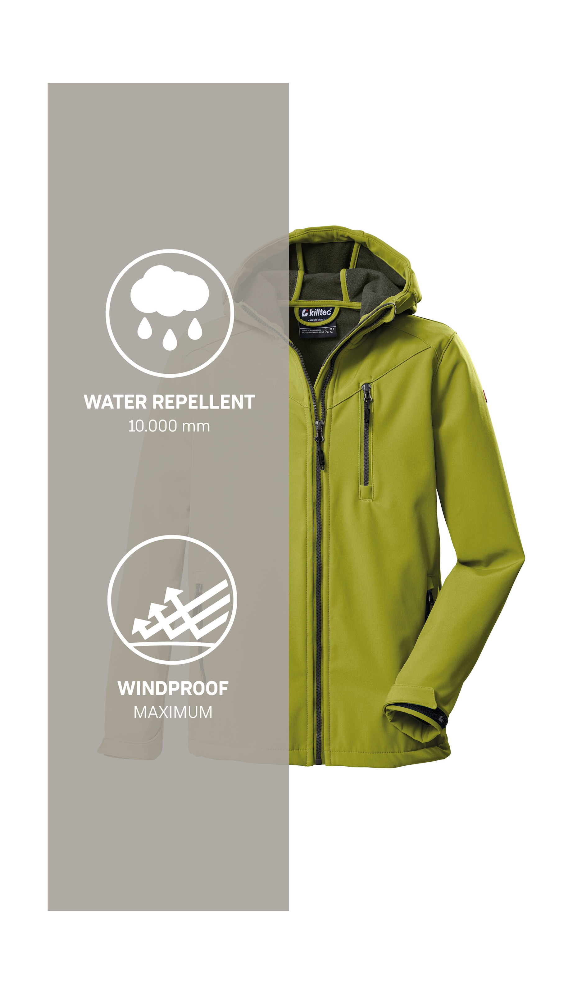 Killtec Softshelljacke »Boys Softshelljacke« Wasserabweisende Softshelljacke mit Kapuze, Fleece