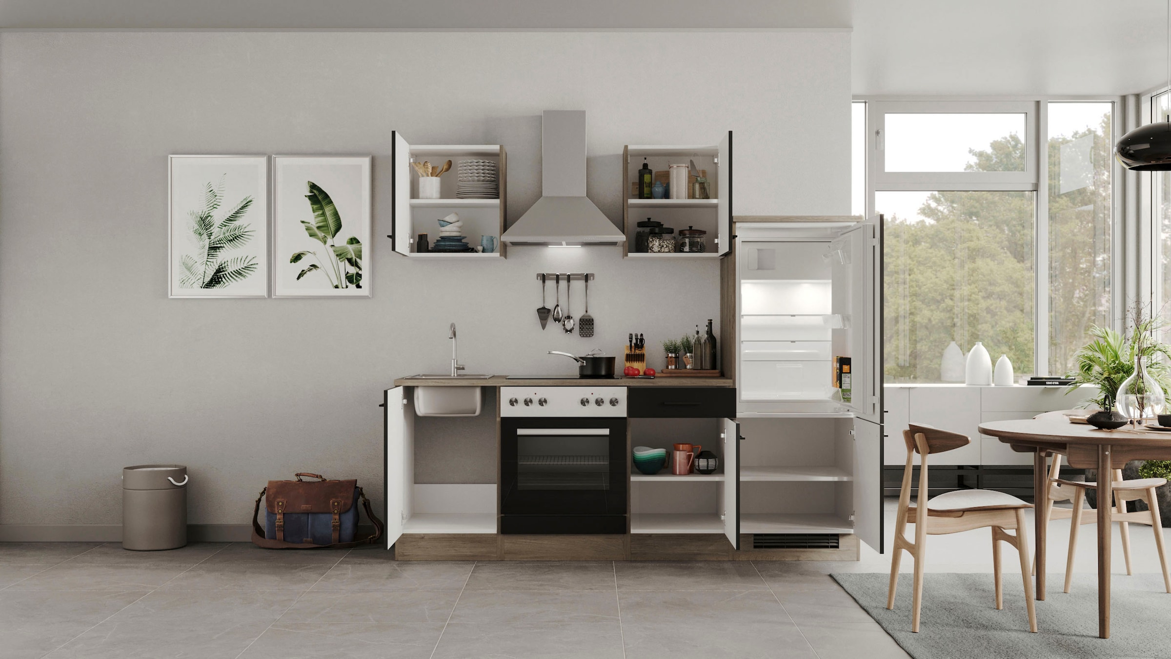 Flex-Well Küchenzeile »Capri«, mit und ohne E-Geräten erhältlich, Gesamtbreite 220 cm
