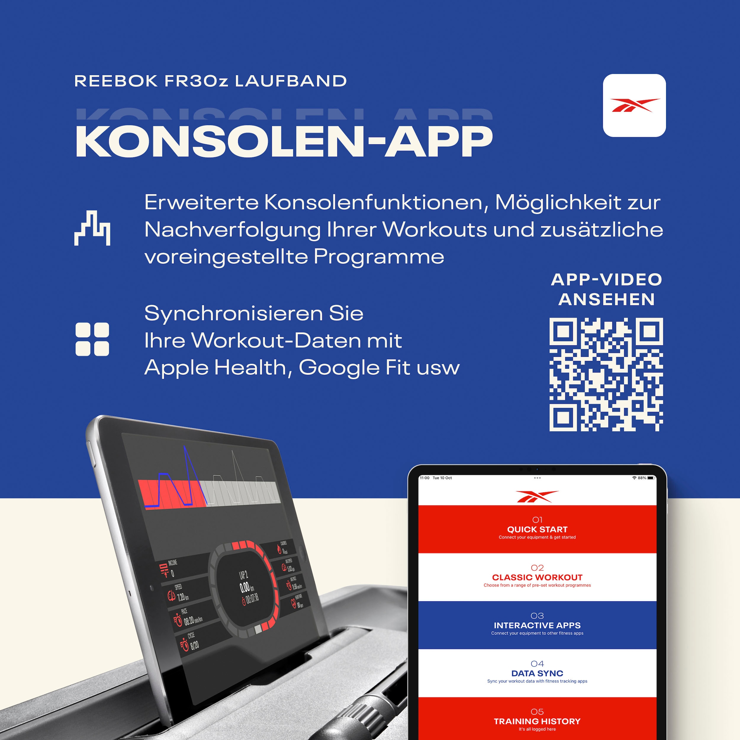 Reebok Laufband »FR30z Floatride« bis max. 20 km/h, mit Steigung, 150 kg max. Benutzergewicht