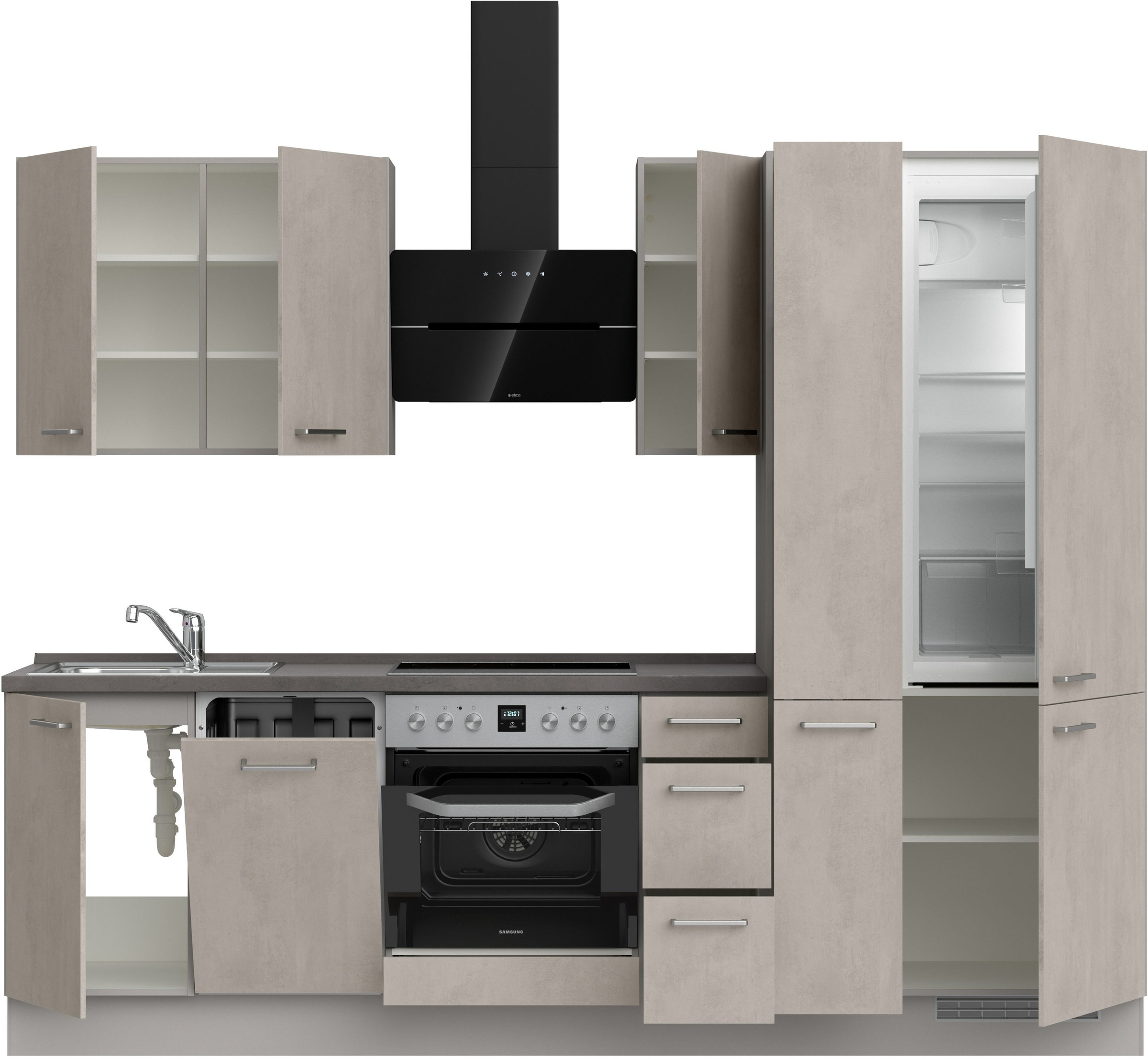 nobilia® Küchenzeile »"Riva II"«, vormontiert, Ausrichtung wählbar, Breite 270 cm, wahlw. mit E-Geräten
