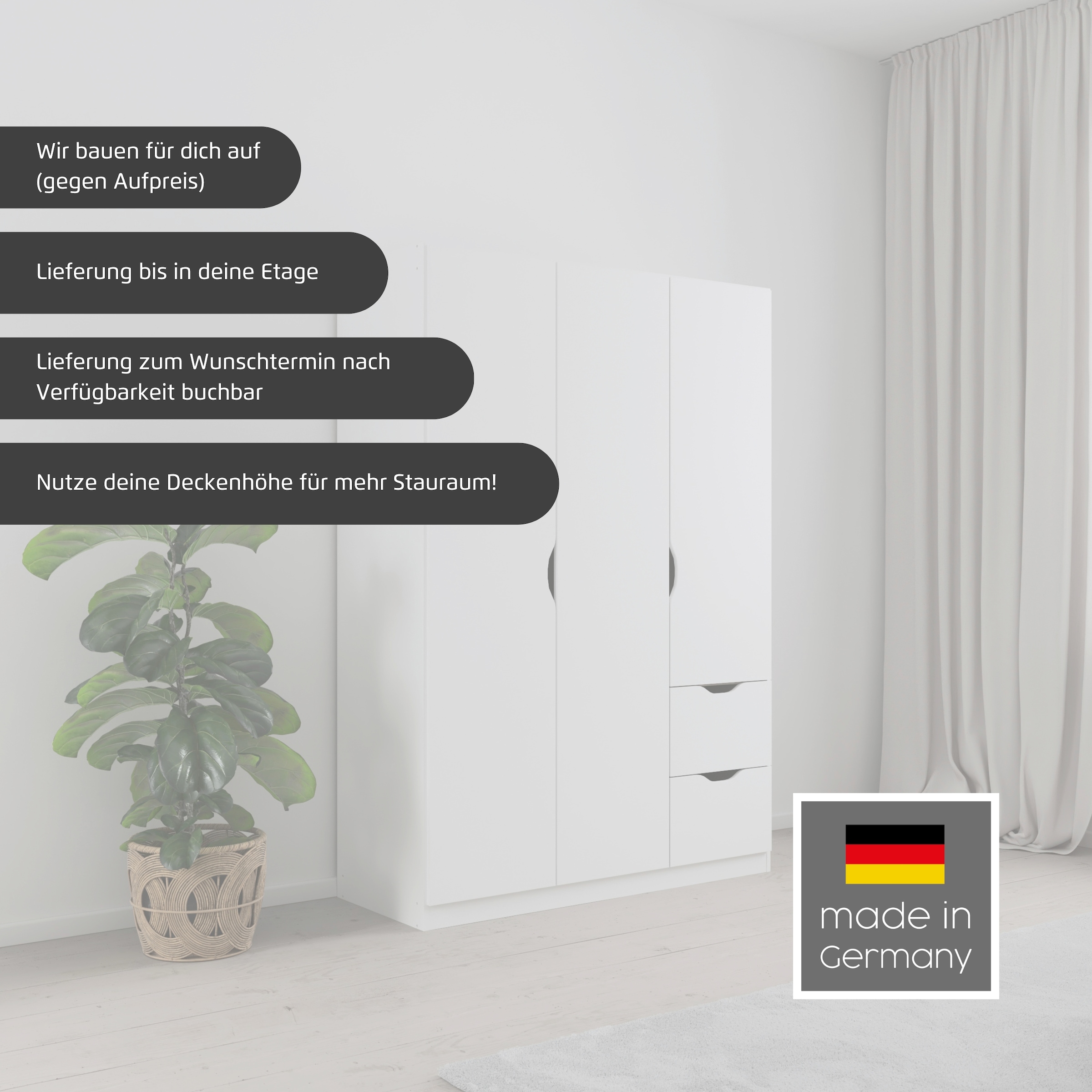 rauch Kleiderschrank »Freiham Drehtürenschrank Garderobe BESTSELLER« mit Spiegel und Schubkästen, Griffmulden,  Schlafzimmerschrank Schrank