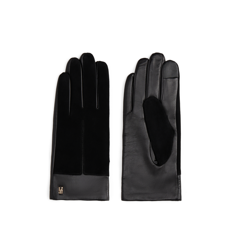 TOMMY HILFIGER Lederhandschuhe »TH SUEDE LEATHER« aus Glatt- und Wildleder, für Damen Black