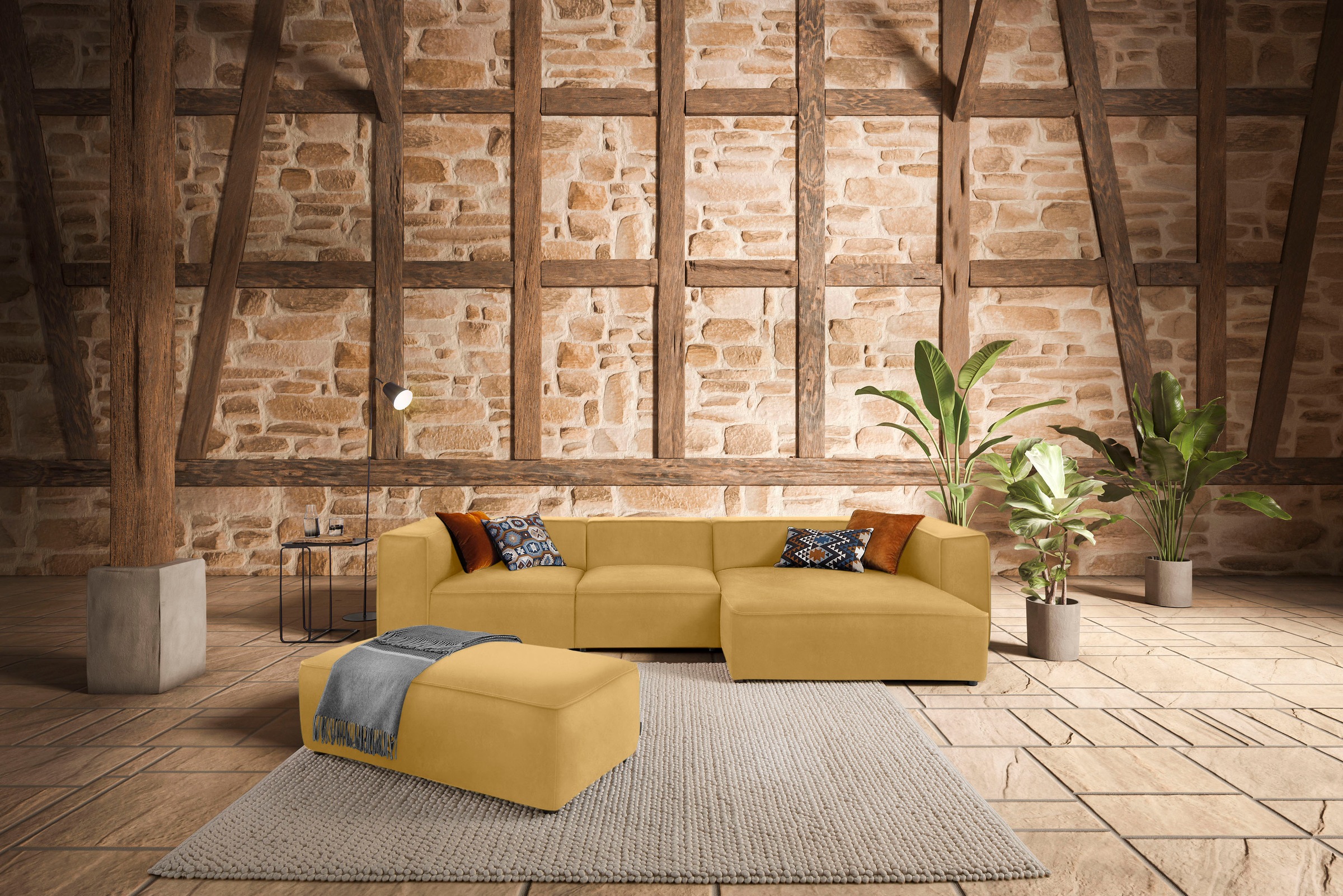 W.SCHILLIG Ecksofa »around-the-block«, mit eleganter Biese, mit Federkern, günstig online kaufen