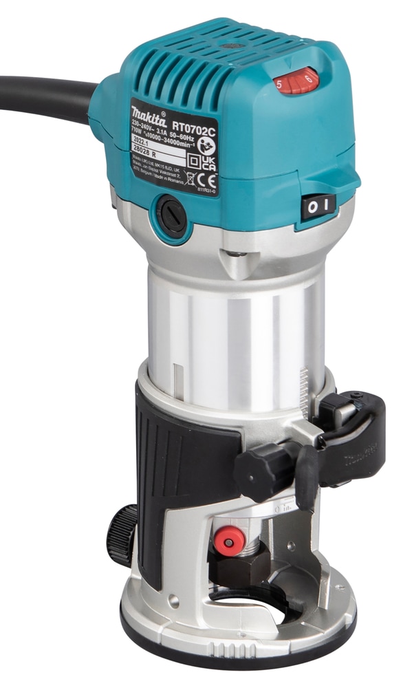 Makita Fräse »Multifunktionsfräse »RT0702CX2J« im Makita Makpac Koffer Gr.4«, (vielseitig einsetzbare Multifunktionsfräse), 710 W, 6/8 mm, Leerlaufdrehzahl; 10000 - 34000 min⁻¹