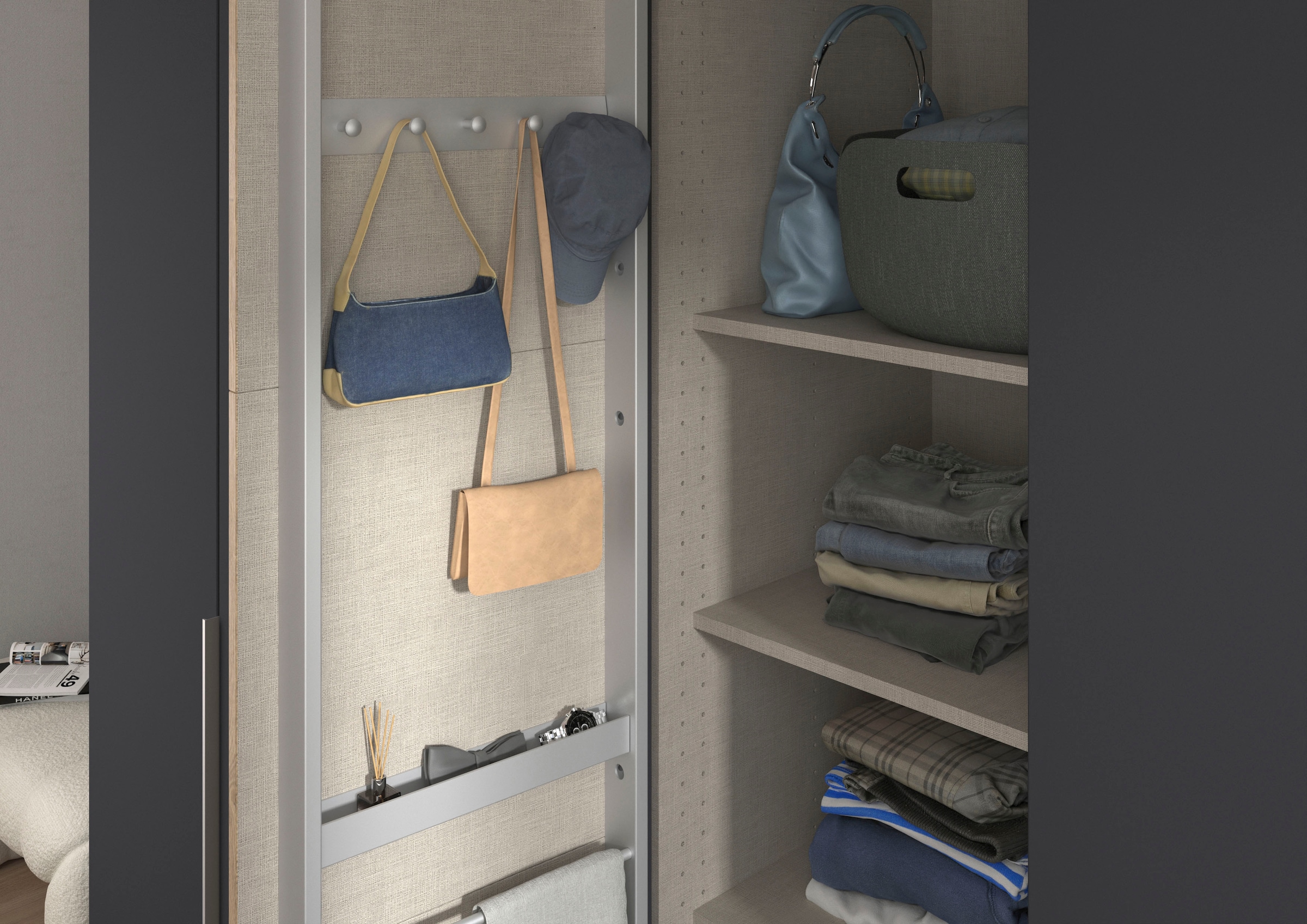 rauch Drehtürenschrank »Kleiderschrank Schrank Garderobe Wäscheschrank Schlafzimmer BELLEZZA« inkl. Schubkasteneinsatz, Wäscheeinteilung und weiterem Zubehör