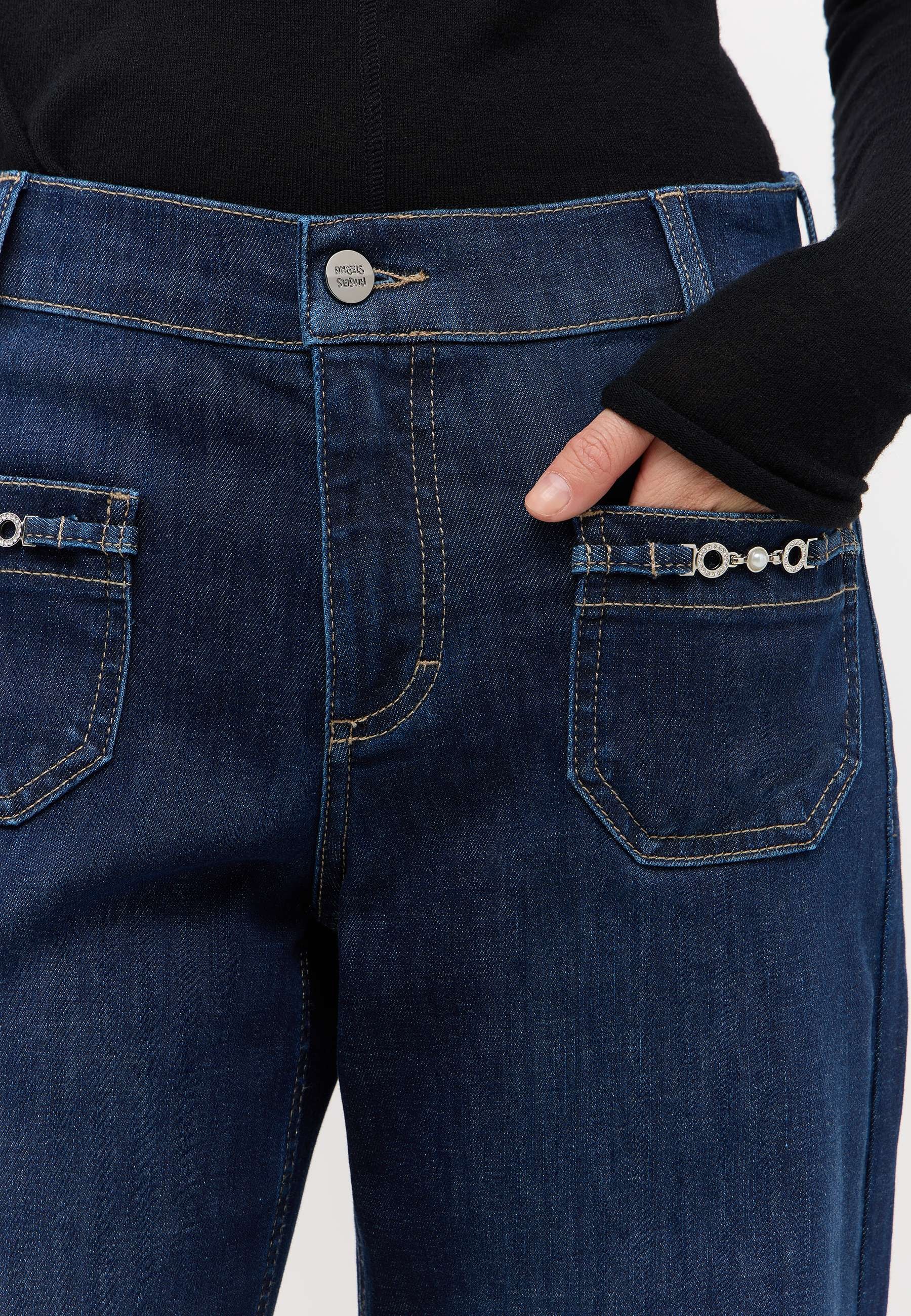 ANGELS Gerade Jeans »LIZ GLORY« Wide Leg, mit Schmuckelementen an den Vordertaschen