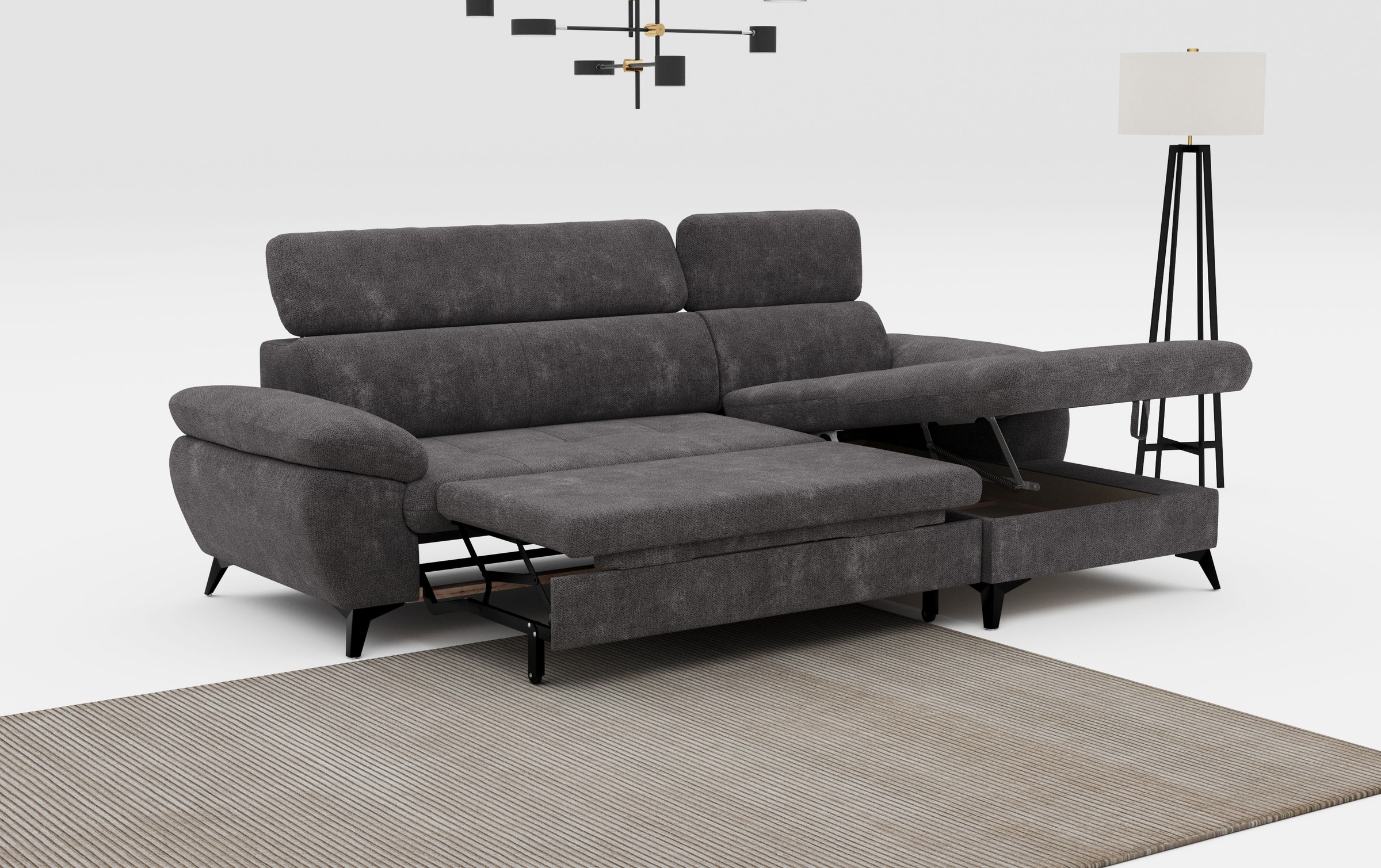 COTTA Ecksofa »Hudson L-Form«, mit Kopfteilverstellung, wahlweise mit Bettfunktion & Bettkasten