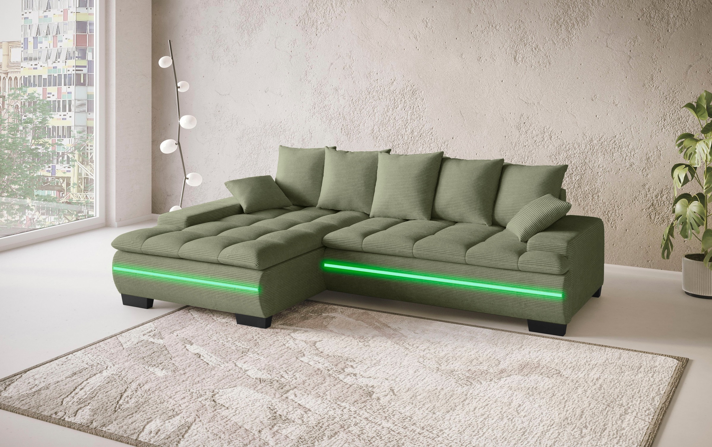 Mr. Couch Ecksofa »Haiti II, L-Form«, RGB-LED Beleuchtung, Kaltschaum, wahl günstig online kaufen