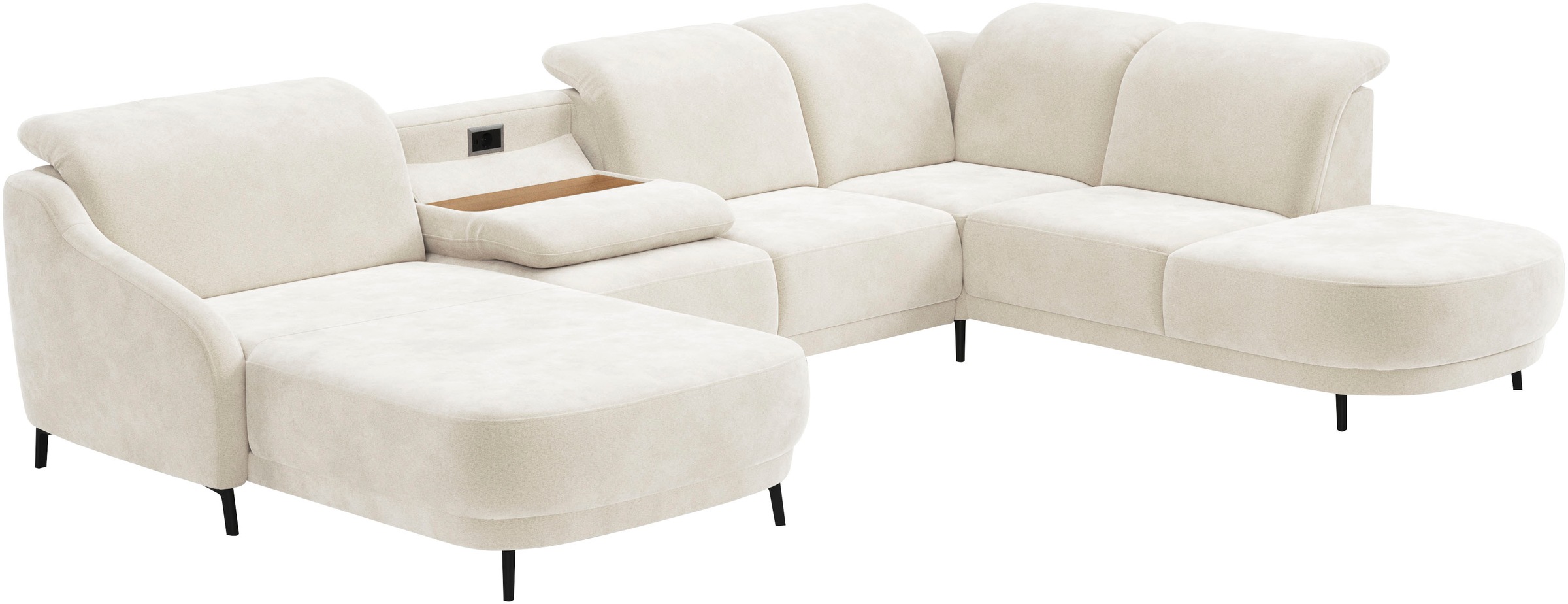 sit&more Wohnlandschaft »Blues U-Form«, inkl. Kopfteilverstellung, wahlweise mit Klapptisch und USB
