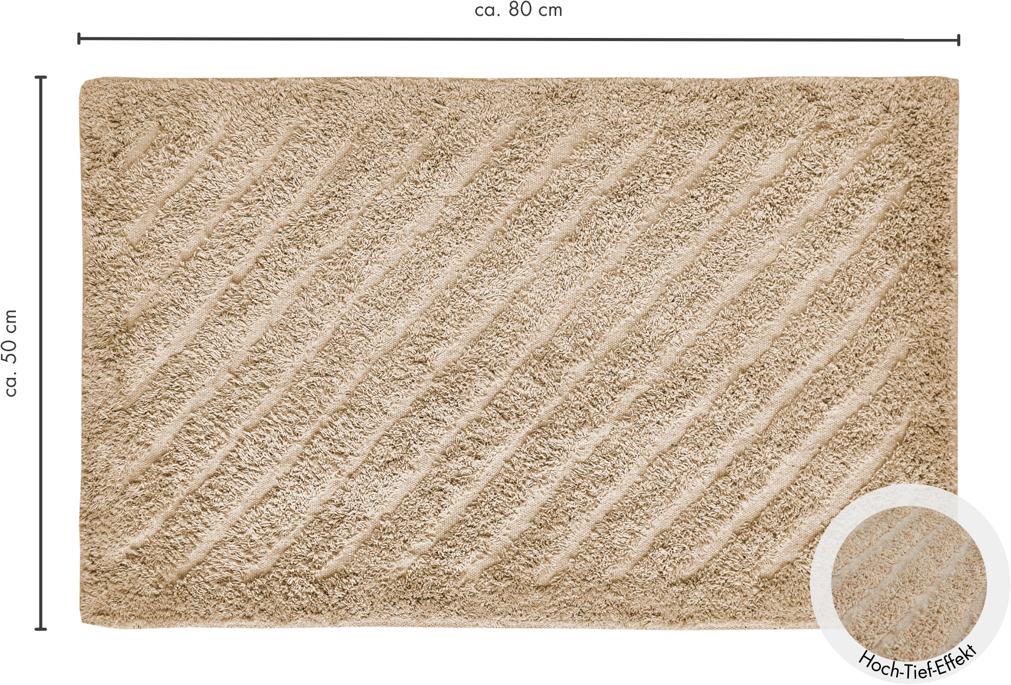 Andiamo Badematte »Havanna, 50x80 cm«, fußbodenheizungsgeeignet-schnell trocknend, Badteppich, Uni Farben, Hoch-Tief Effekt, verschiedene Designs