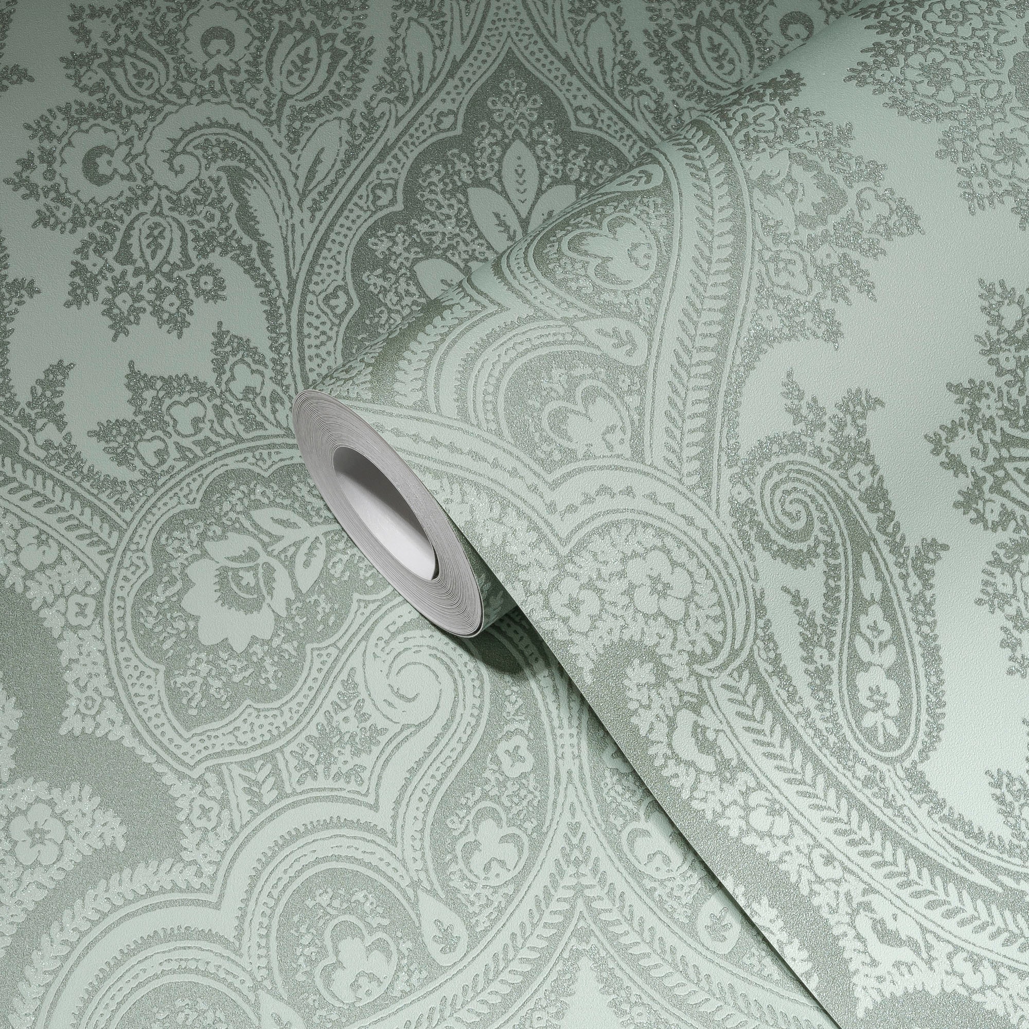 living walls Vliestapete »My Home My Spa«, Barock-ornamental-Glitzermuster, Barock Tapete Ornament Muster glitzernd Hintergrund matt glatt Vlies