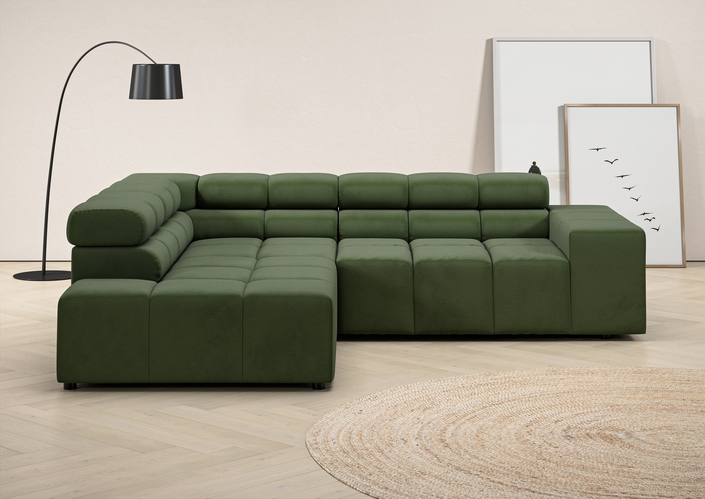 INOSIGN Ecksofa "Ancona, incl. Kopfteilverstellung + 3 Zierkissen, L-Form, günstig online kaufen