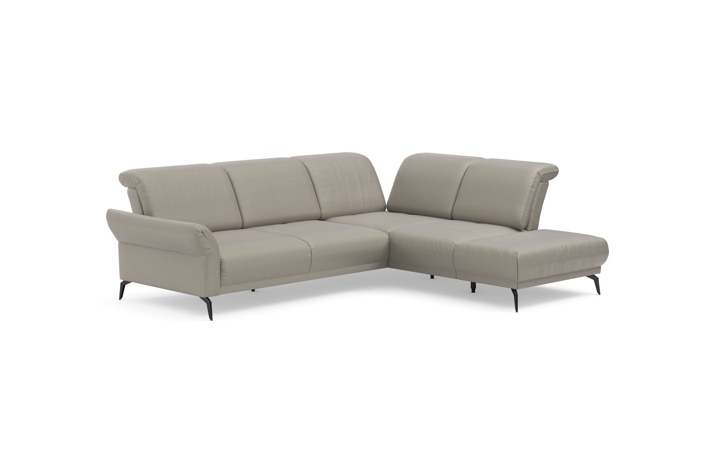 INOSIGN Ecksofa »Coco L-Form«, Sitztiefen-, Arm- und Kopfteilverstellung, Cord-Bezug, Fußhöhe 15 cm
