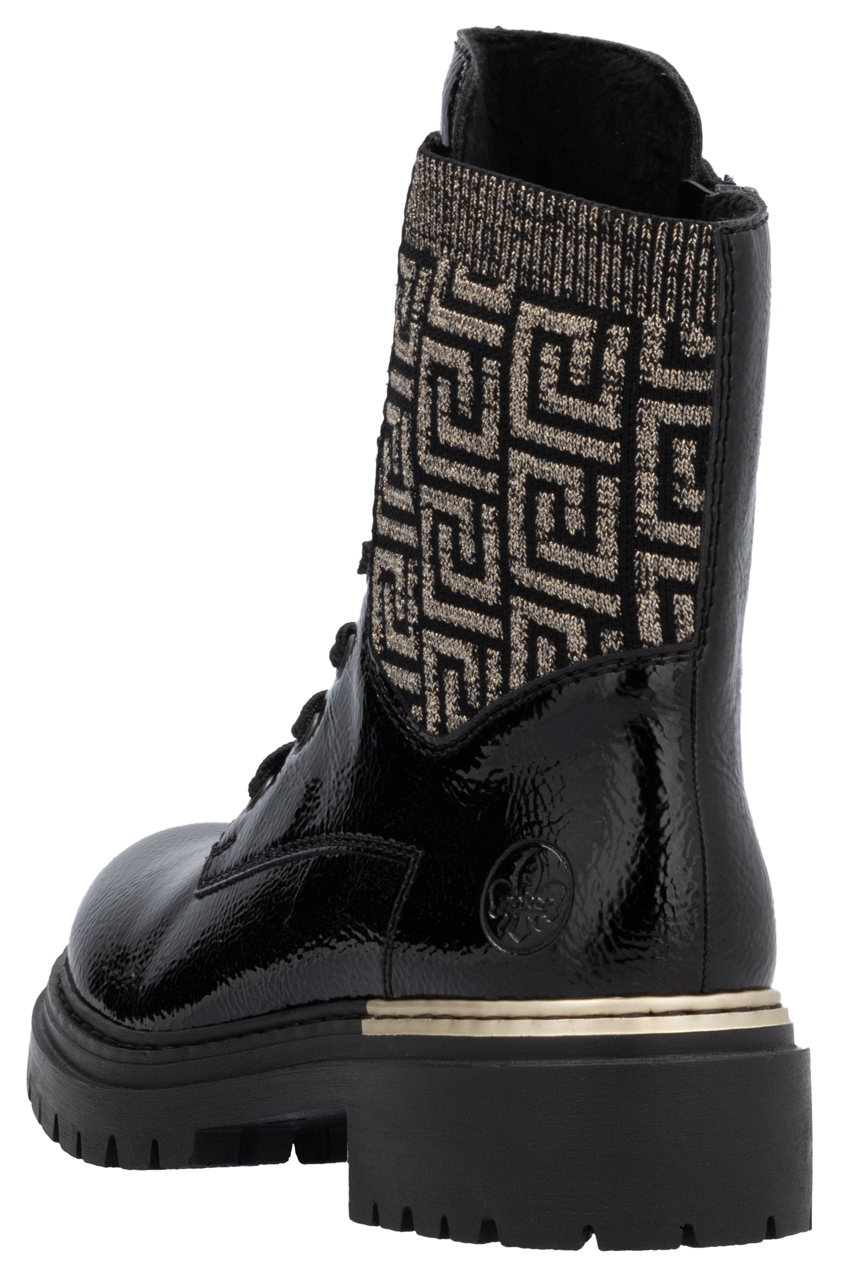Rieker Schnürboots, Stiefelette, Blockabsatz, mit Textileinsatz am Schaft