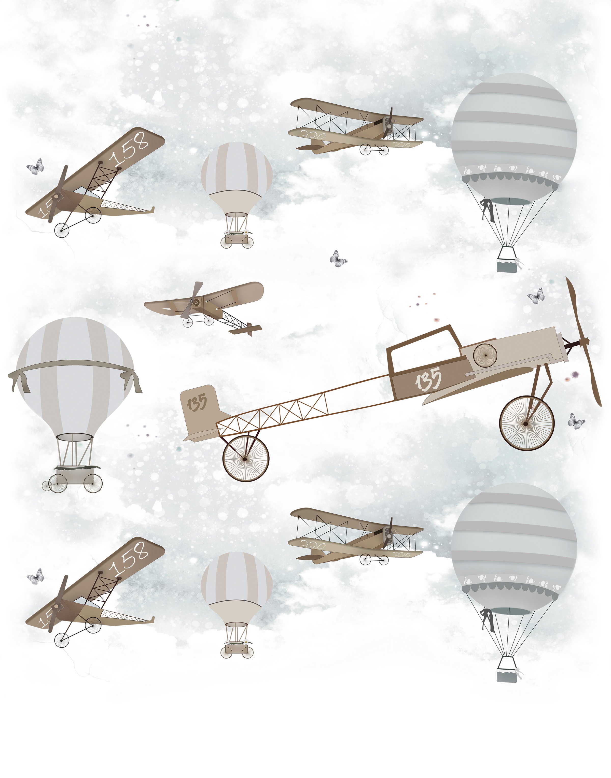 Marburg Kindertapete, Flugzeug, Heißluftballon, gut lichtbeständig, hochwas günstig online kaufen