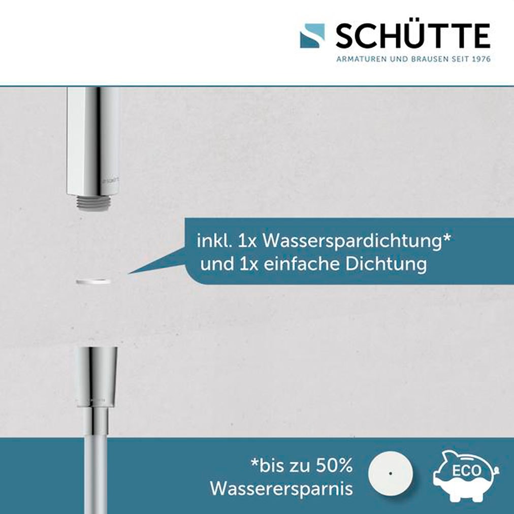 Schütte Stangenbrause-Set Komplett-Set,  Duschset zum Kleben, ohne Bohren, Duschkopf mit Schlauch und Halterung