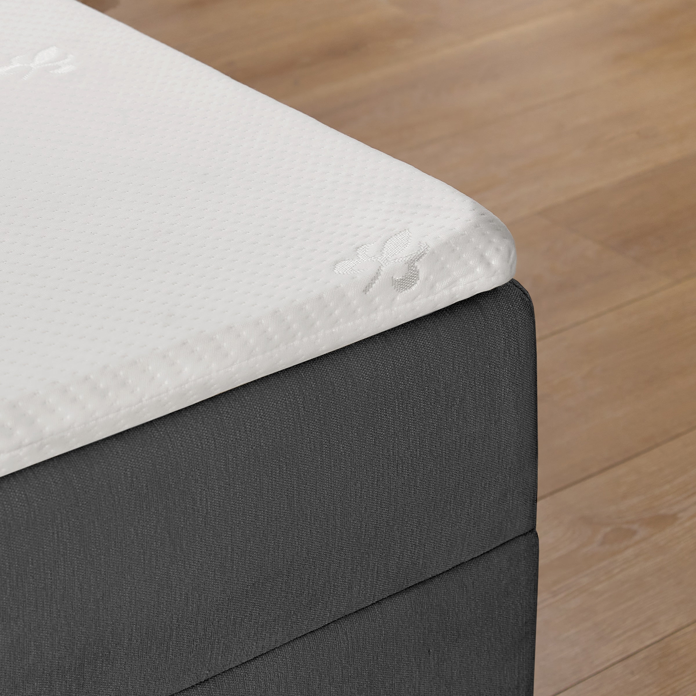 OTTO home Boxbett »HAILEYY, Polsterbett mit Bettkasten, inkl. Taschenfederkernmatratze H3« mit Kaltschaumtopper, Chenille-Bezug, 140x200 & 180x200 cm