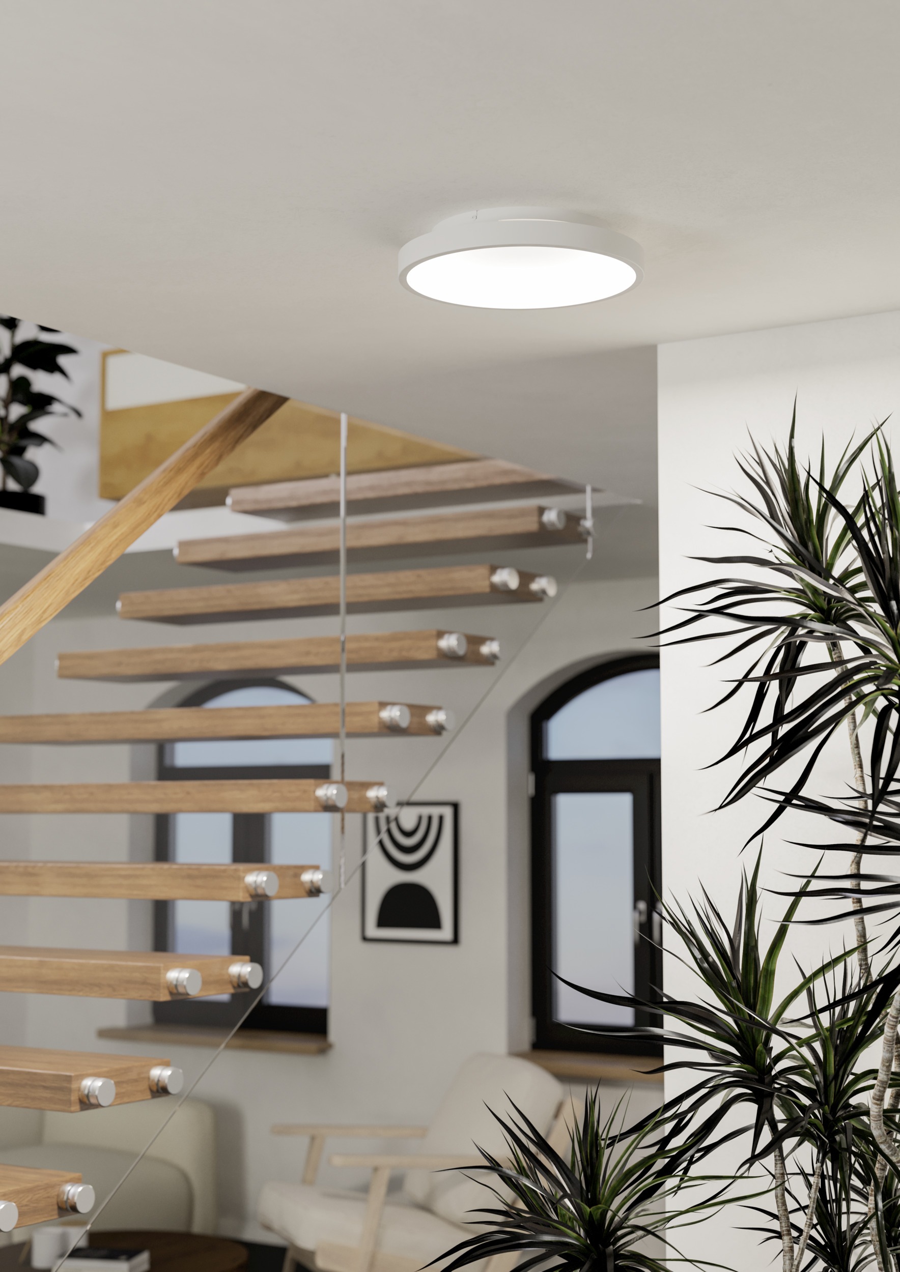 EGLO LED Deckenleuchte »LORETELLO-Z Deckenlampe - Stahl - LED - 19,6W - IP20« LED-Modul 1 Stk. Kaltweiß | Neutralweiß | RGB | Warmweiß Wohzimmerlampe, Esszimmerlampe, Flur, Schlafzimmer, H7,5 x Ø35 cm