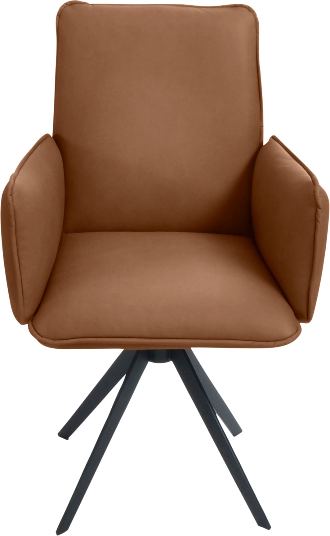 K+W Komfort & Wohnen Drehstuhl, Leder, Blitzdrehkreuz und Rückholfunktion, dekorativer 12mm Biese