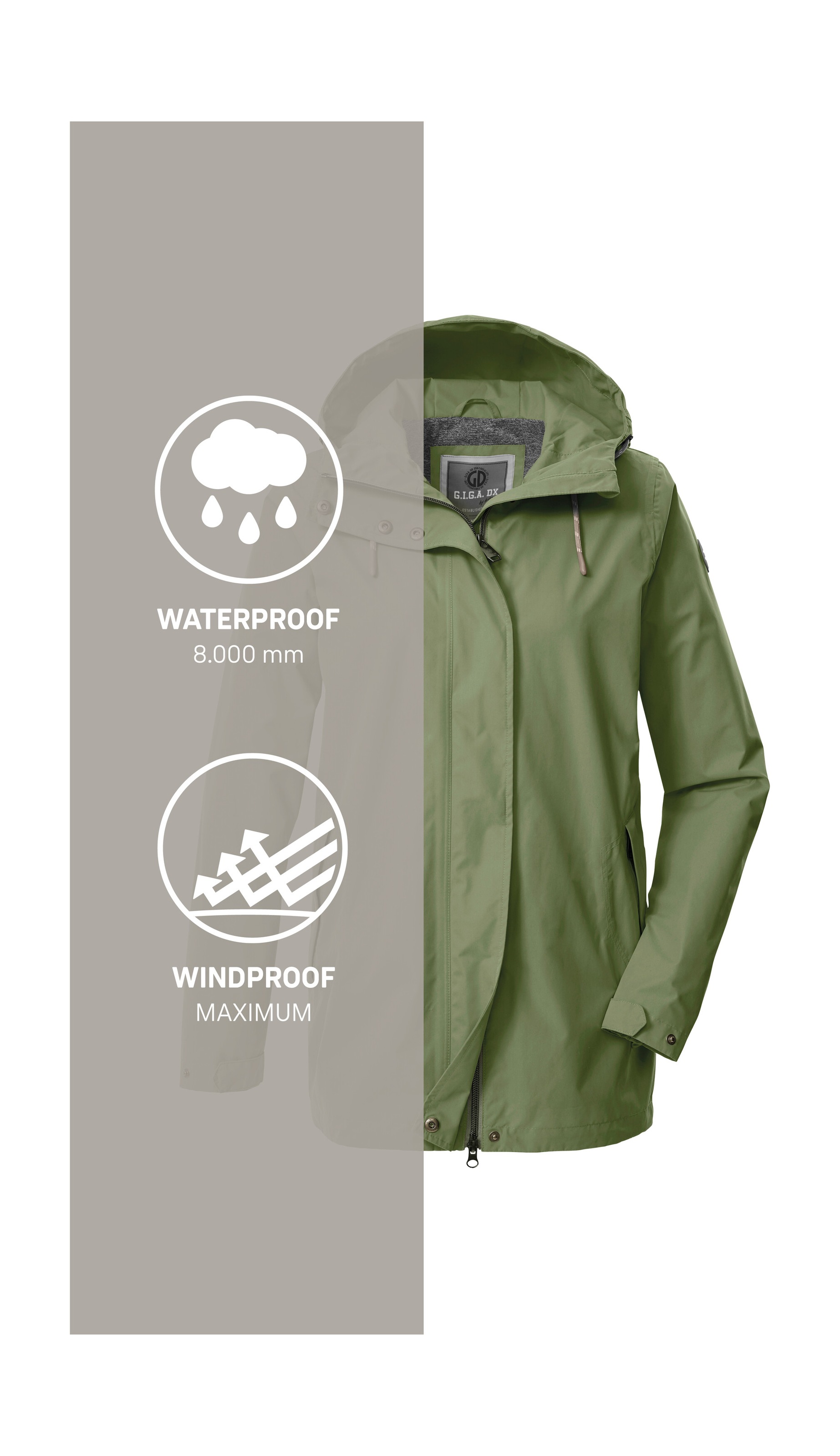 G.I.G.A. DX by killtec Funktionsjacke »Damen Funktionsjacke OOGS 1« Wasser- und winddichte Damenjacke, regulierbar, PFAS-frei imprägniert