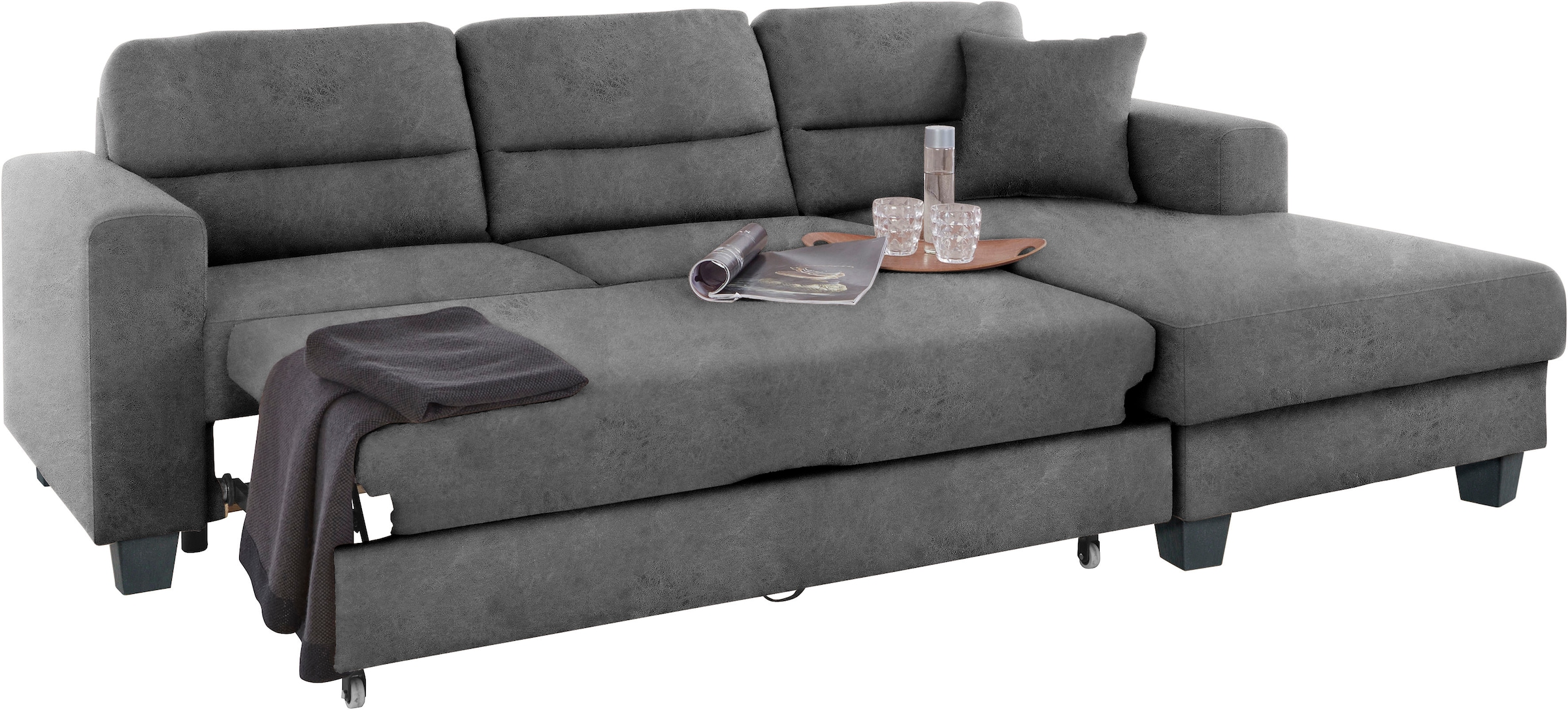 TRENDMANUFAKTUR Ecksofa »Chamber, zeitlos und modern, hoher Sitzkomfort, L-Form«, wahlweise mit Schlaffunktion