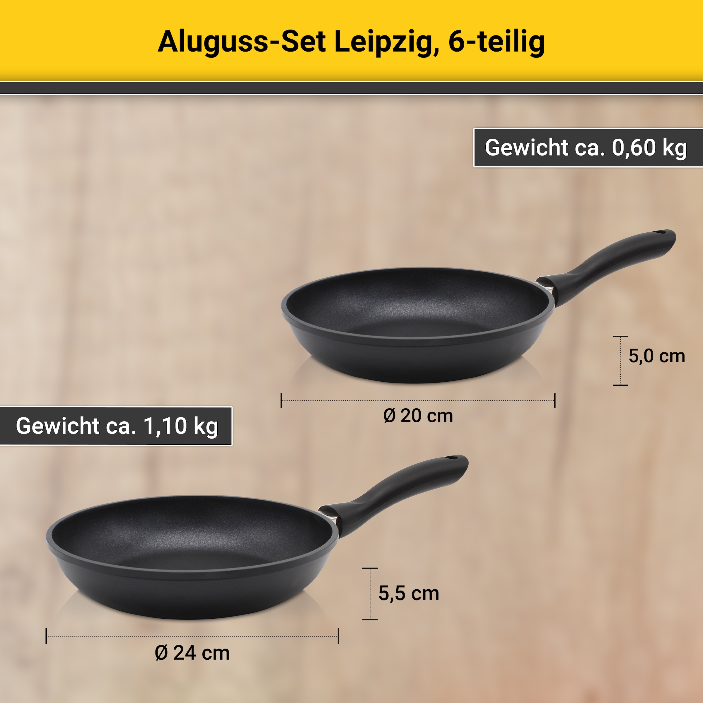 Krüger Topf-Set »Leipzig«, Aluminiumguss, (Set, 8 tlg.), hochwertige Antihaftversielgelung