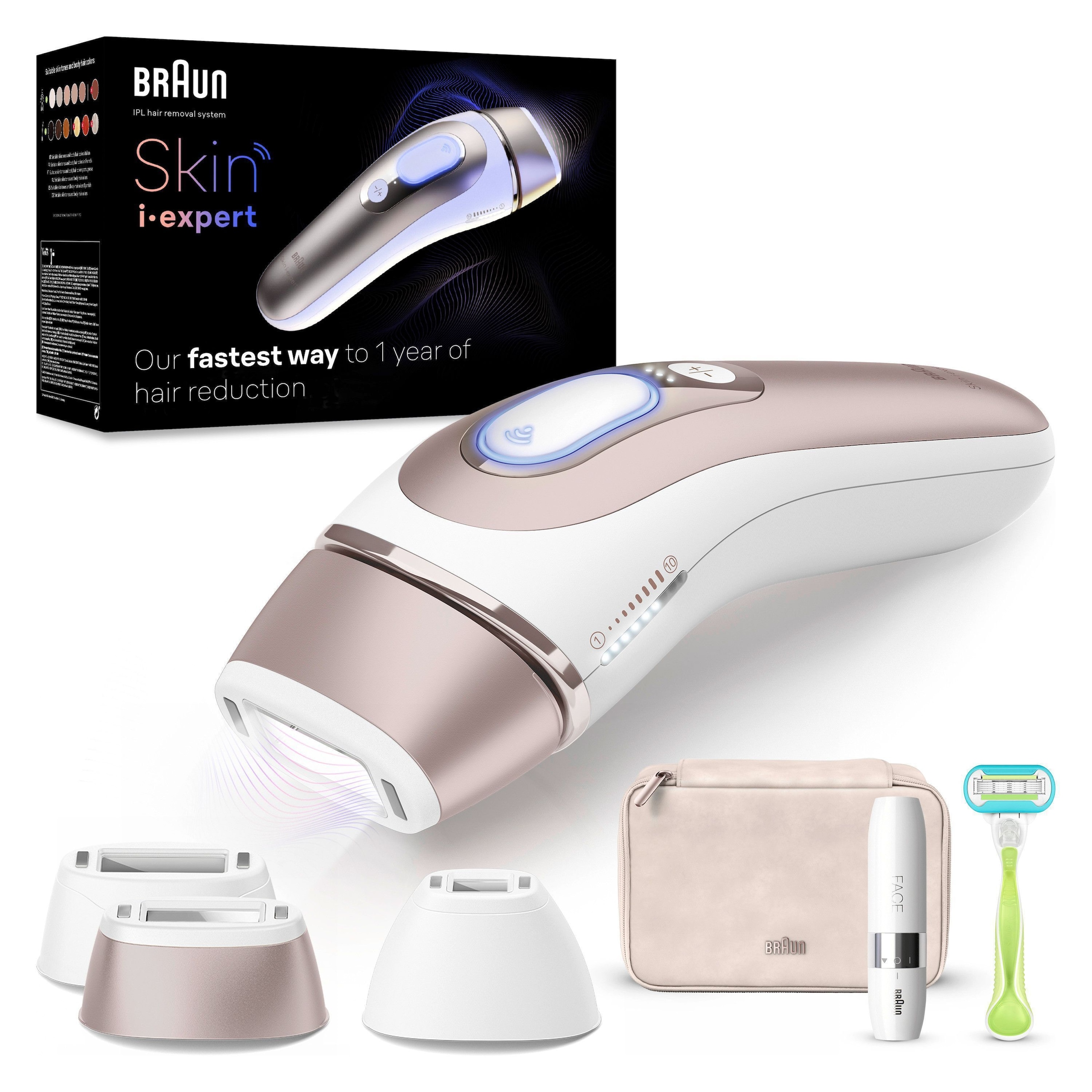 BRAUN IPL-Haarentferner »Smart Skin i·expert PL7249« 3 Aufsätze für Gesicht & Körper, Venus Rasierer, Mini-Rasierer weiß/braun [Individueller...