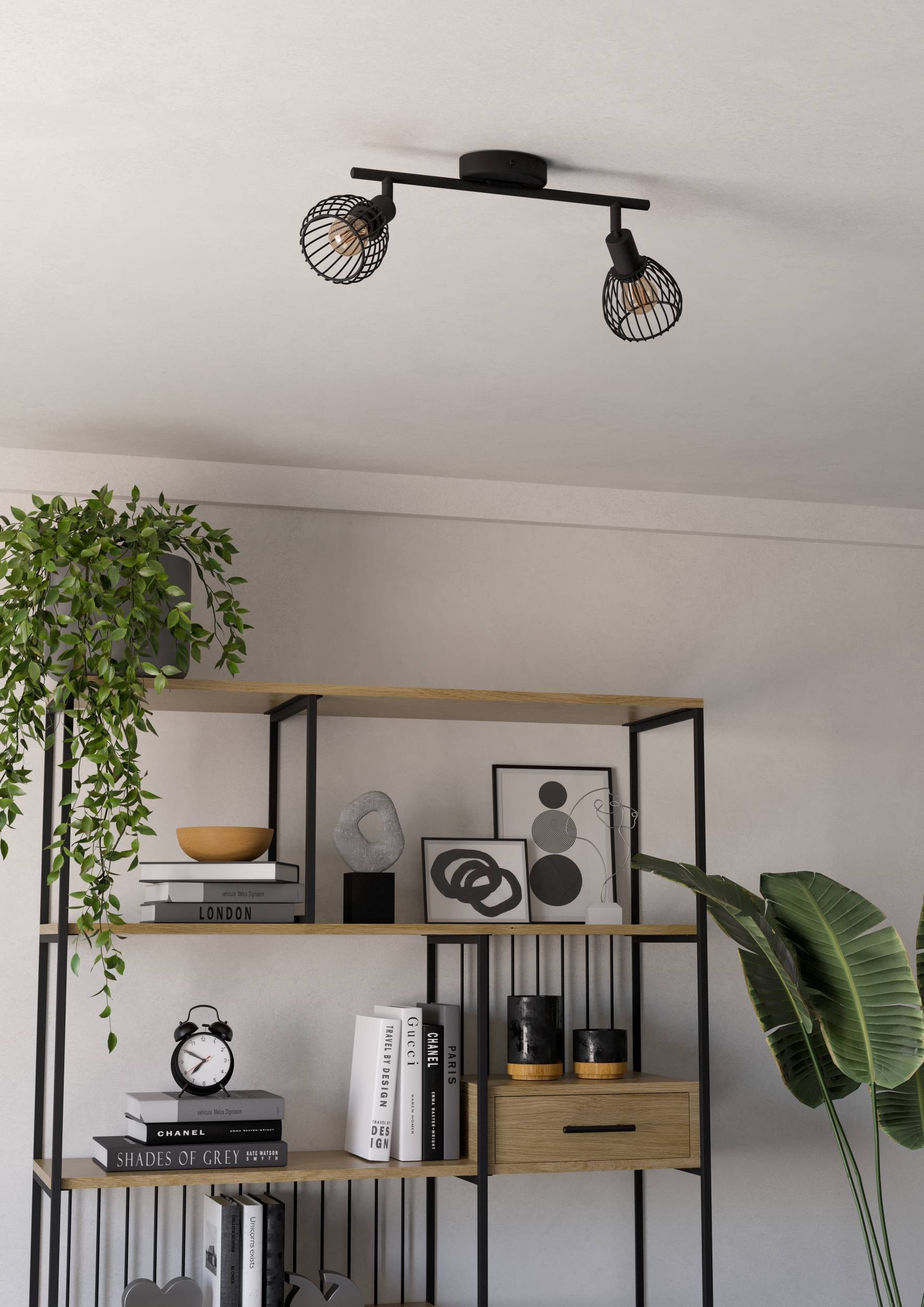 EGLO Deckenleuchte »Sonnino Deckenlampe 2-fach, schwenkbare Spots, Metall, Deckenspot, E14« E14 1 Stk. Spot - L36,5 x B10 x H18,5 cm - schwarz - 2X40W exkl.