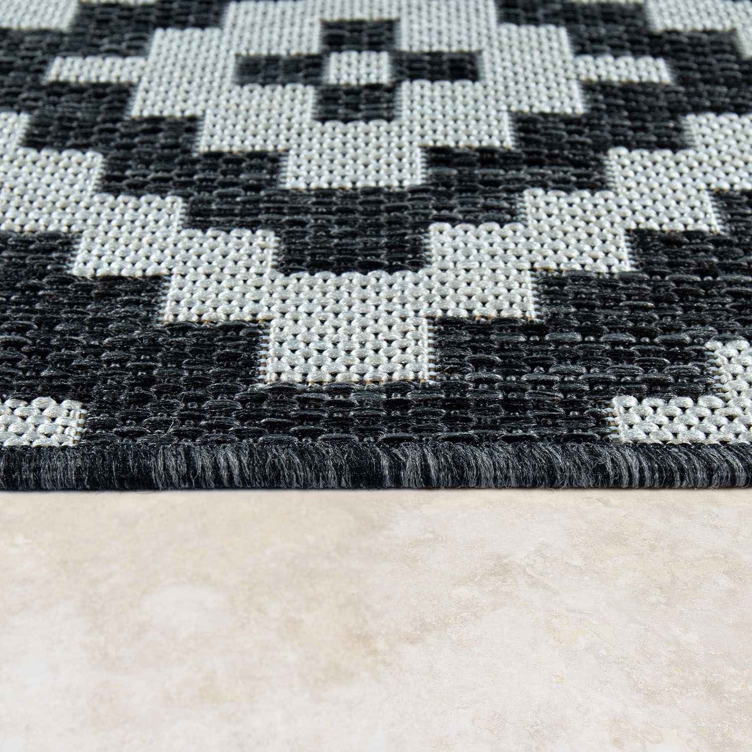 Paco Home Teppich »Coco 201«, rechteckig, 4 mm Höhe, Flachgewebe, Rauten Design, In- und Outdoor geeignet, Wohnzimmer
