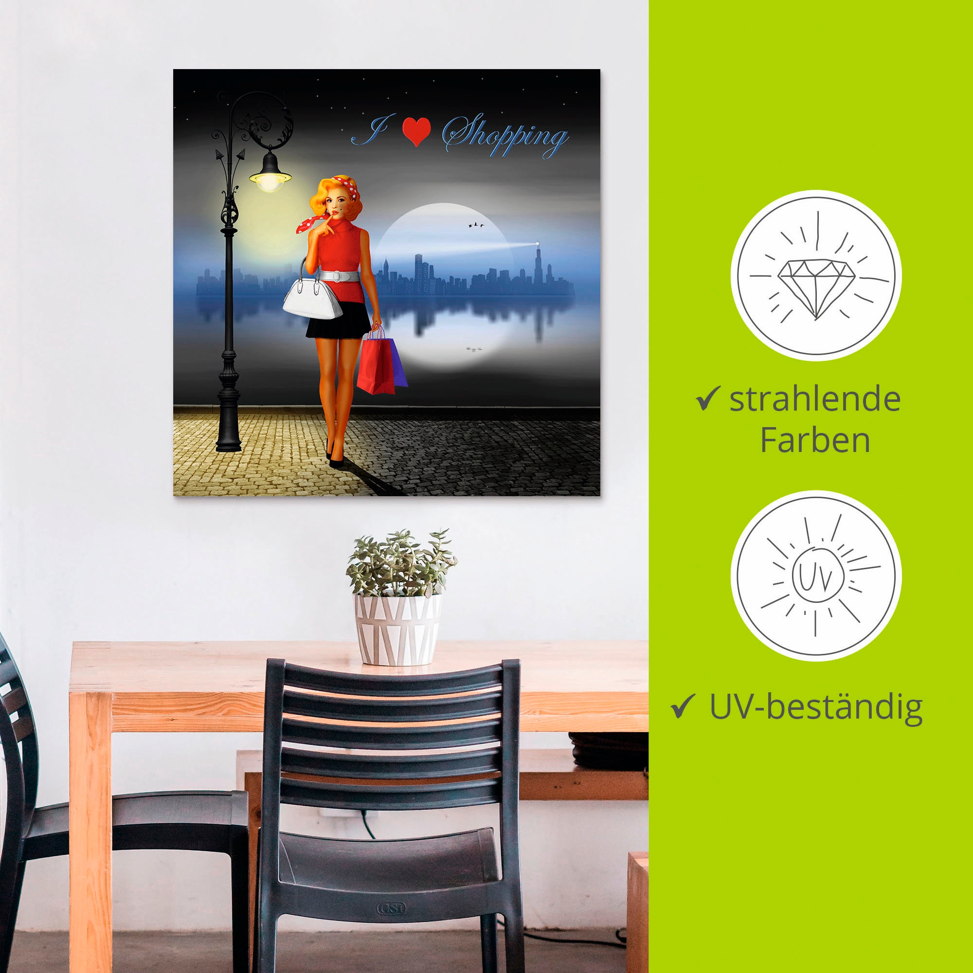 Artland Wandbild »Ich liebe Einkaufen«, Mode, (1 St.), als Alubild, Outdoorbild, Poster in verschied. Größen