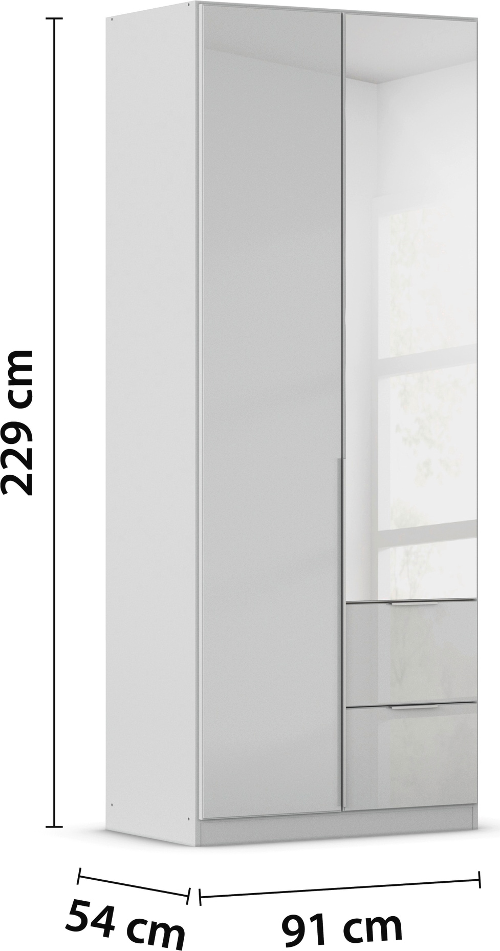 rauch Drehtürenschrank »Kleiderschrank Kleiderschränke Schrank Garderobe AGORDO mit Glasfront«, mit Außenschubkästen, in 6 Breiten und 2 Höhen MADE IN GERMANY
