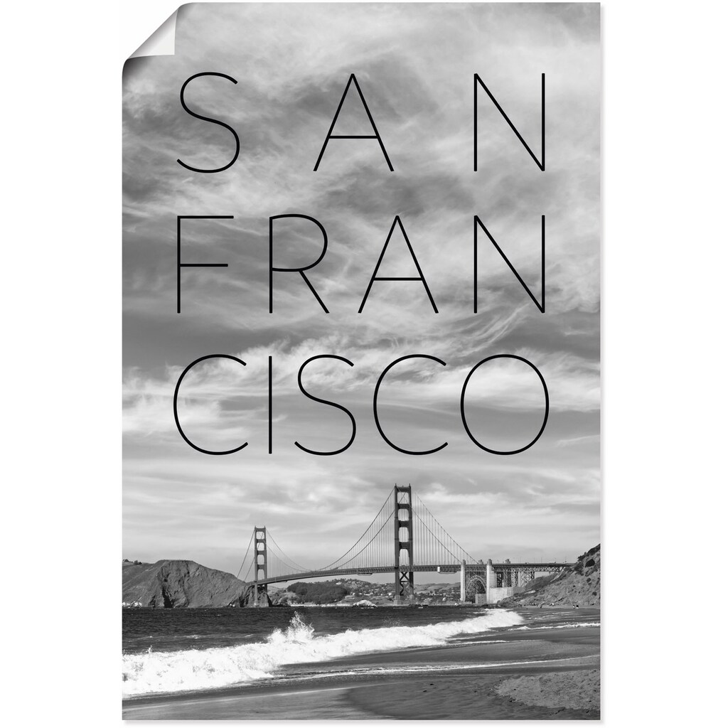 Artland Poster »Golden Gate Bridge & Baker Beach«, San Francisco, (1 St.)