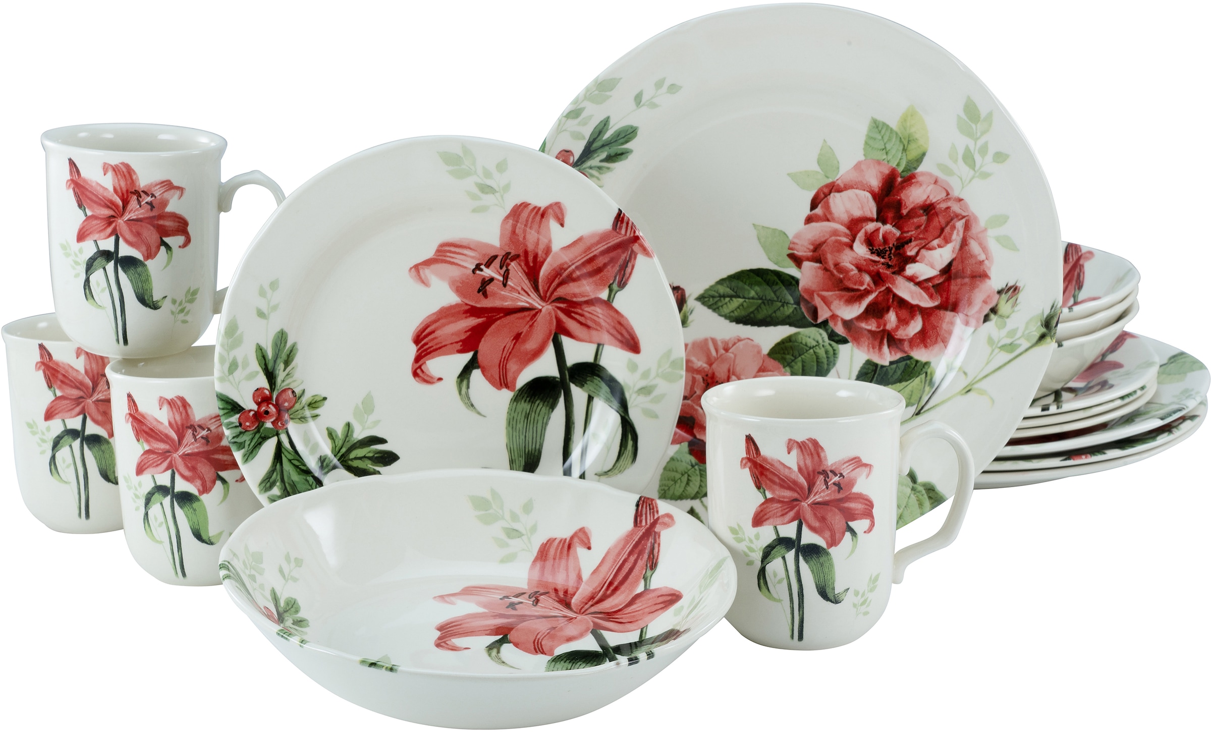 CreaTable Kombiservice »Geschirr-Set Rosemary«, (Set, 16 tlg., Kaffeeservic günstig online kaufen