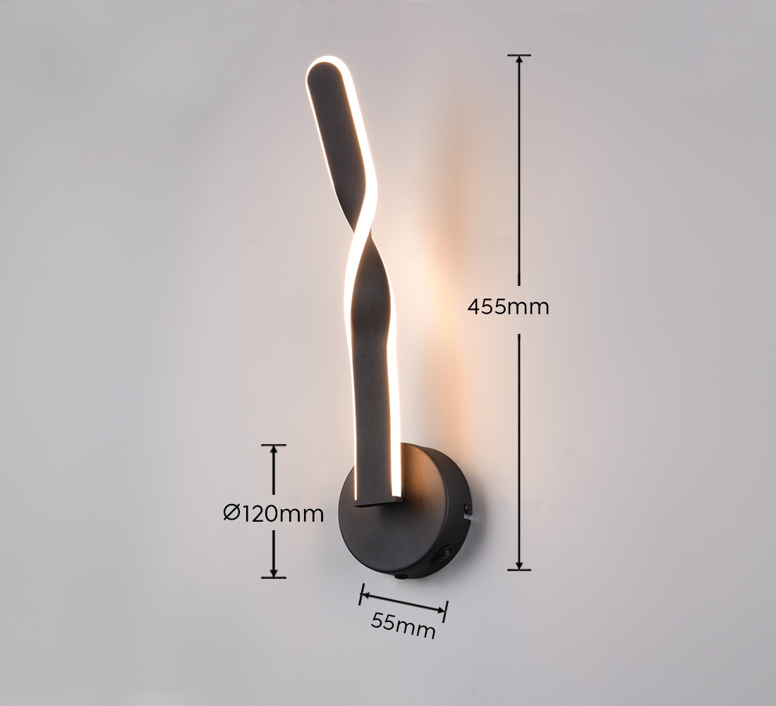 REALITY Leuchten LED Wandleuchte »GINKO, LED Wandlampe mit Schalter, 11W 1250 Lumen 3000K warmweiß«, 1 flammig, Leuchtmittel LED-Board | LED fest integriert, On/Off Kippschalter, elegant geschwungene LED Elemente Höhe 45,5cm