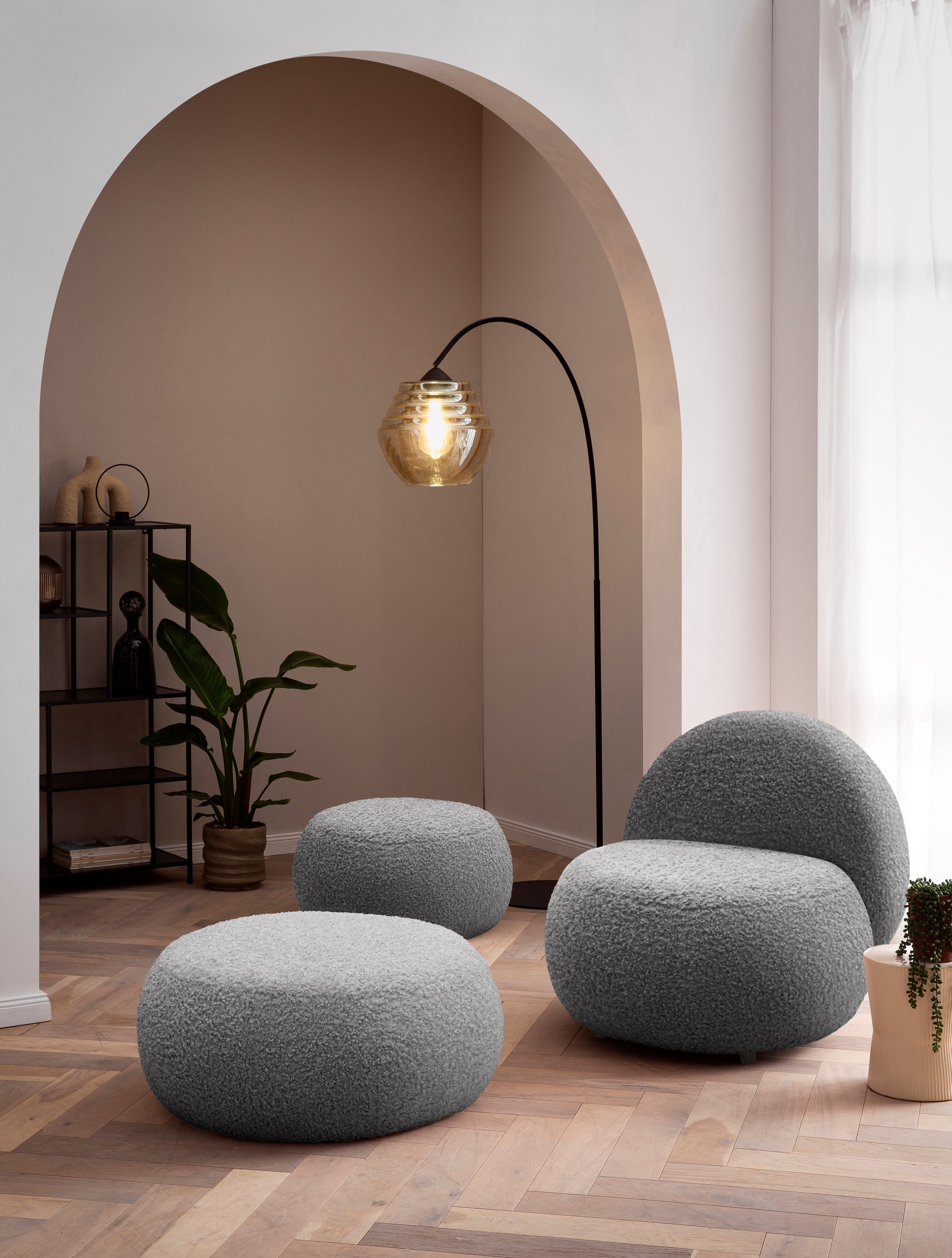 INOSIGN Sessel »Mithras II Cocktailsessel«, Bouclé oder Fellimitat; Lieferz günstig online kaufen