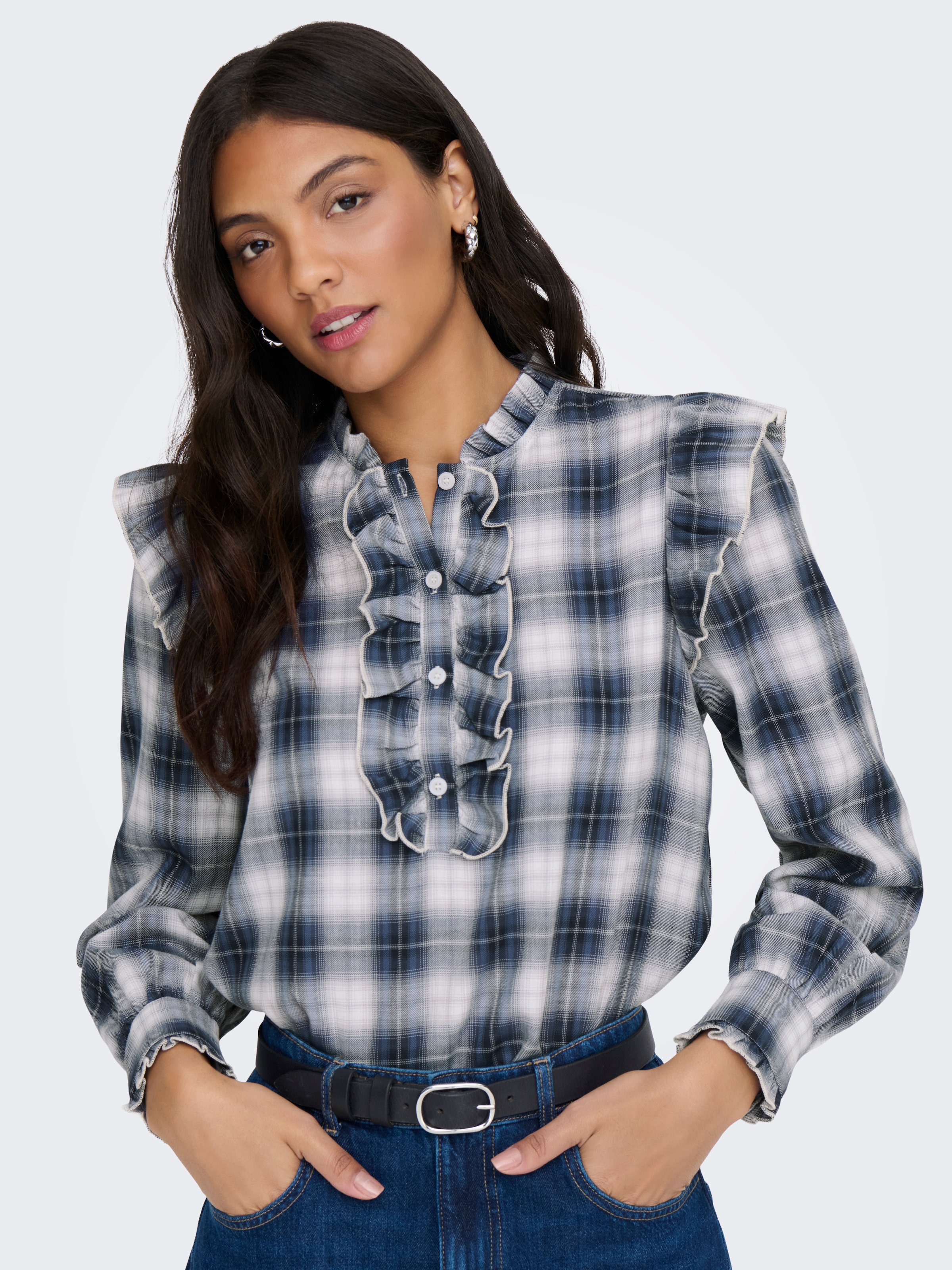 ONLY Langarmbluse »ONLFIGA L/S FLOUNCE TOP WVN«