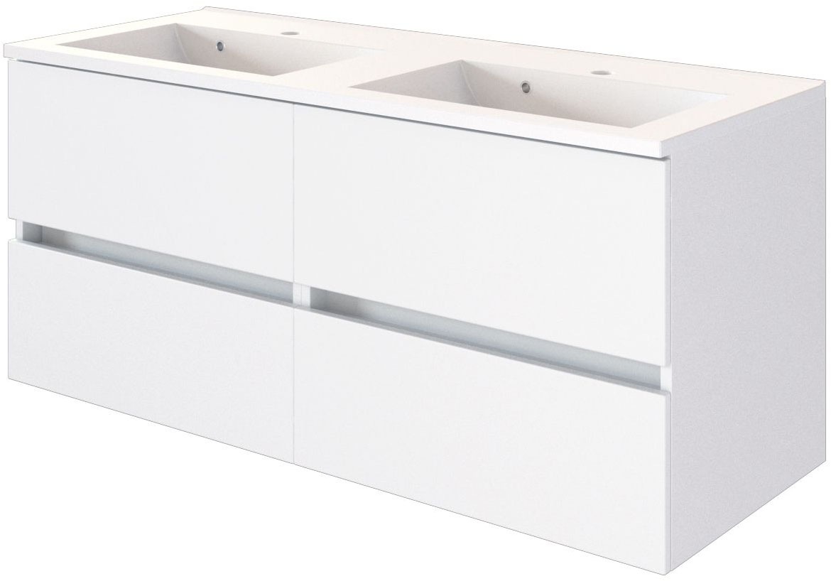 welltime Badmöbel-Set »Welltime Möbel Baabe Waschtisch-Set 3tlg. oder 5tlg.«, (3 St.), gedämpfte Scharniere und Softclose-Funktion, inklusive LED-Beleuchtung