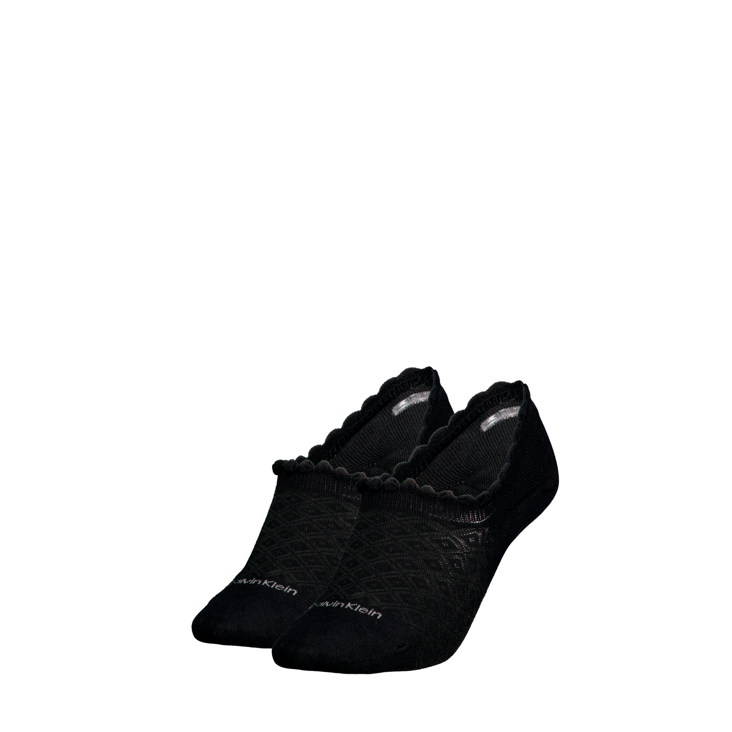 Calvin Klein Jeans Füßlinge »CK WOMEN FOOTIE HIGH CUT 2P DIAMOND«, (2 Paar), Mit gewelltem Rand und tollem Muster