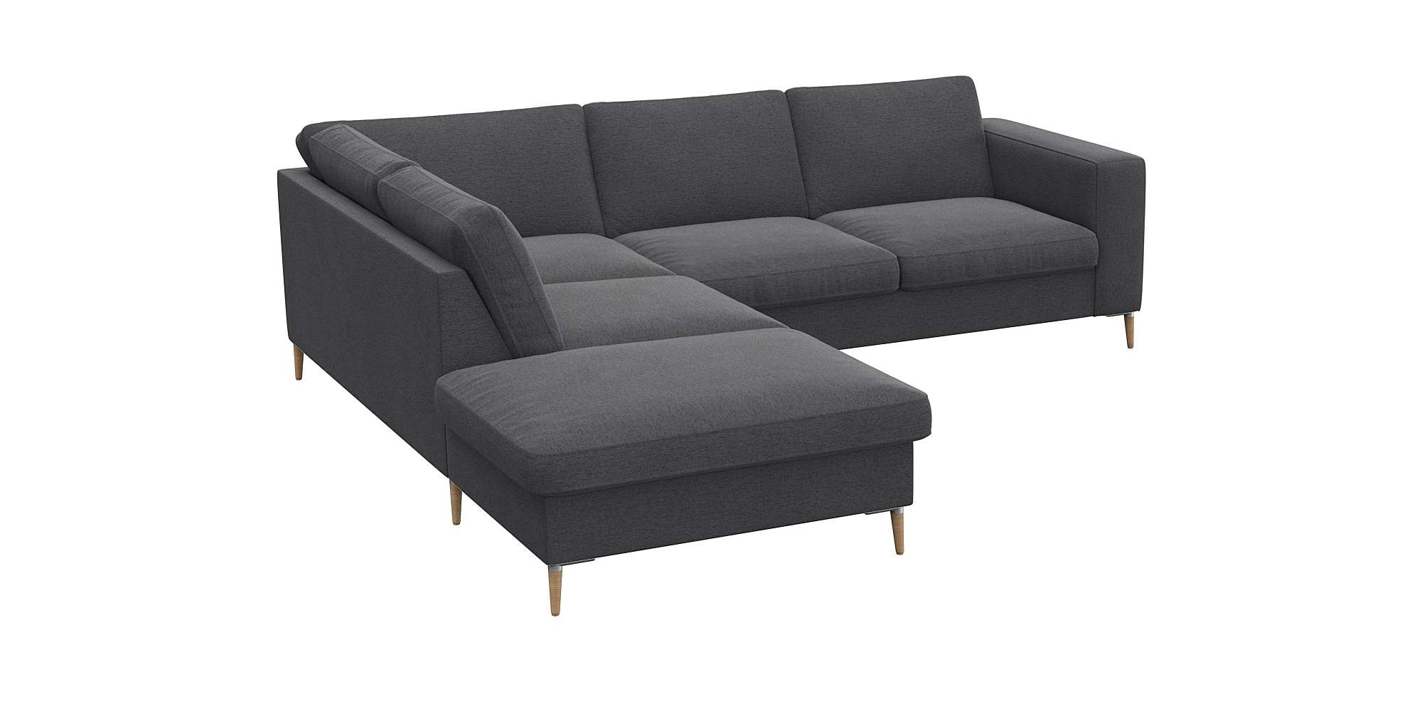 FLEXLUX Ecksofa »Fiore, L-Form«, breite Armlehnen, Füße Alu/Eiche, B/T 241/225 cm, Kaltschaum im Sitz