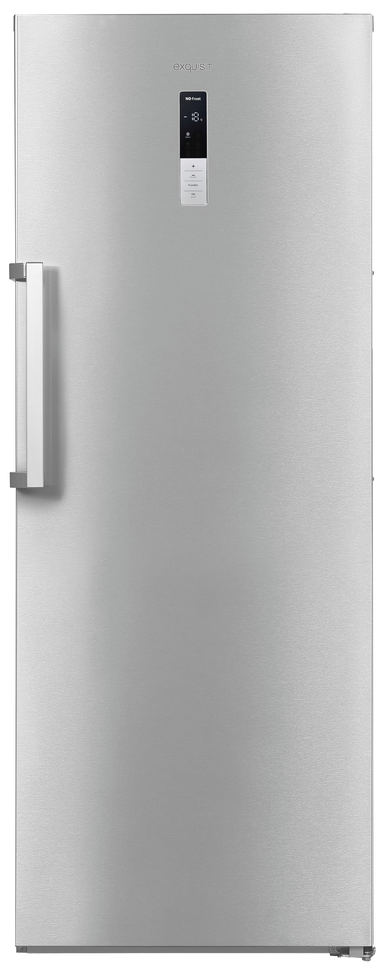 exquisit Gefrierschrank »GS380-NF-H-050D inoxlook«, 185,5 cm hoch, 71 cm breit, Türanschlag wechselbar